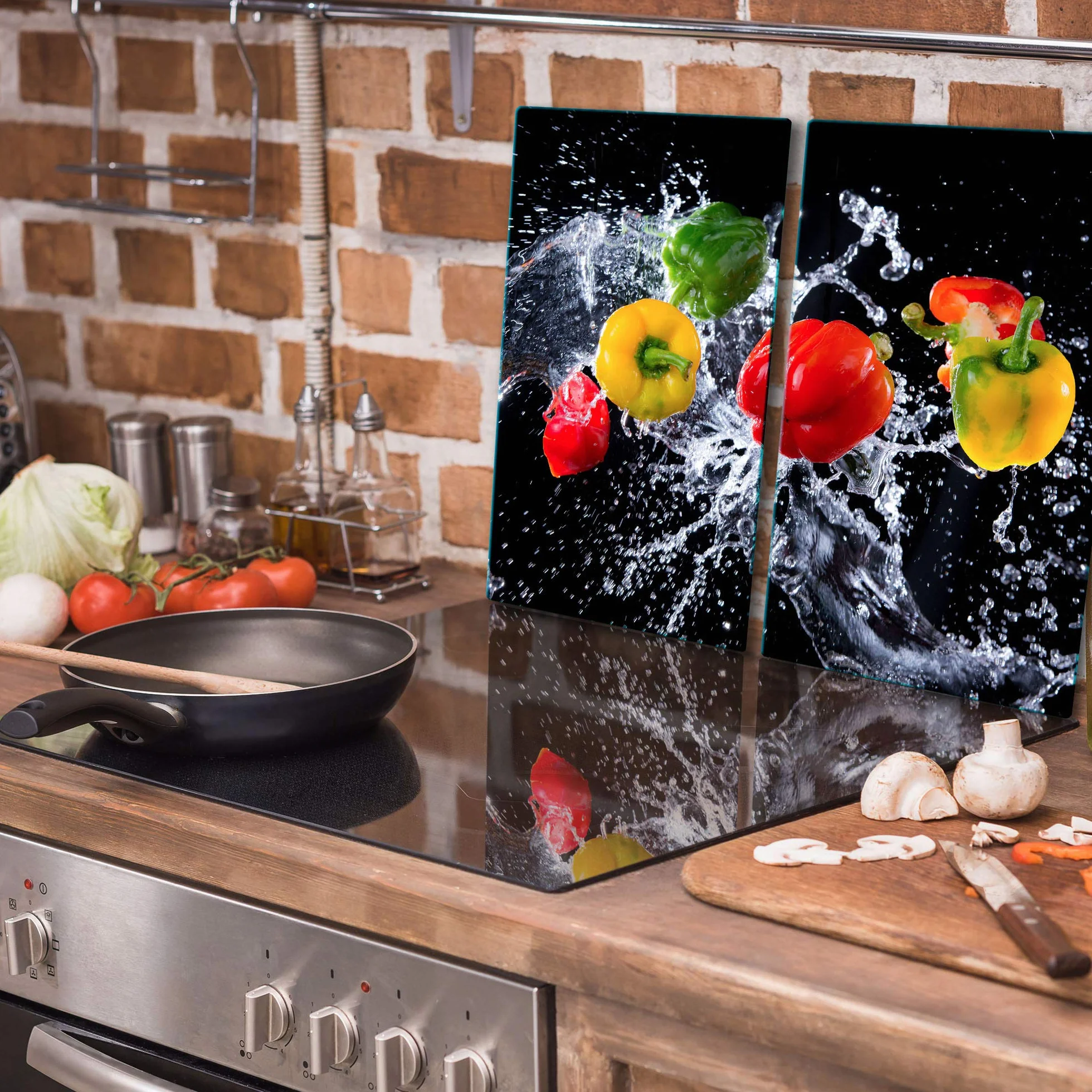 TMK 2-częściowy zestaw osłona płyty ceramicznej 30 x 52 cm do kuchenki elektrycznej indukcja czarna