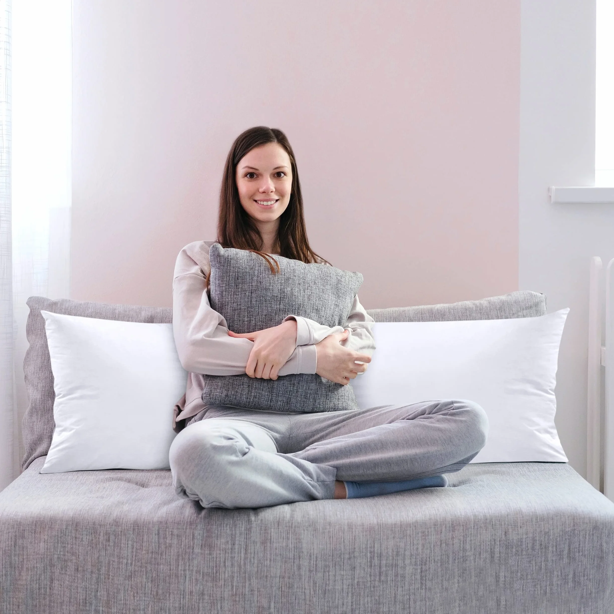 Utopia Bedding Poduszka na całe ciało długa do spania dla dorosłych śpiących na boku biała 50 x 137 cm