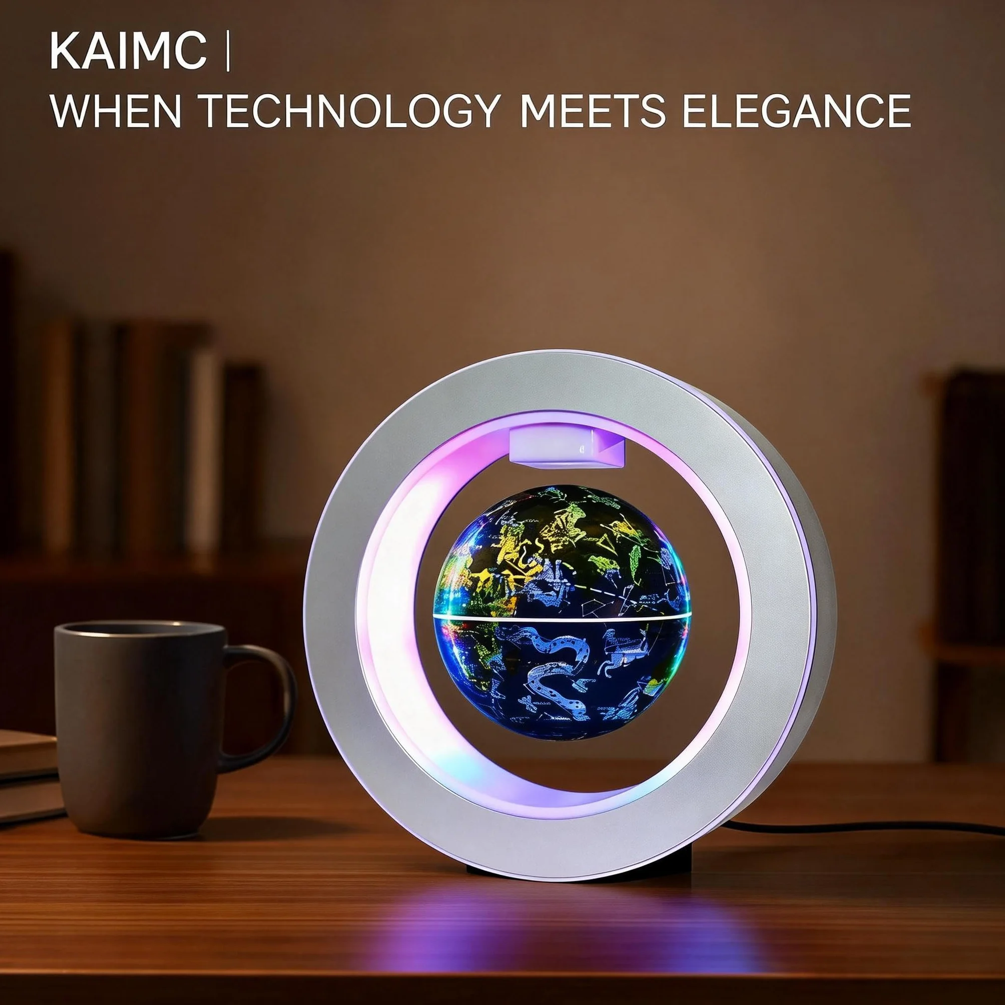 Magnetycznie unoszony globus 10 cm z konstelacjami, geograficznymi światłami LED, obracający się dla dzieci, fajny biurowy prezent dla mężczyzn, unikalne pomysły na prezenty czy gadżety techniczne na