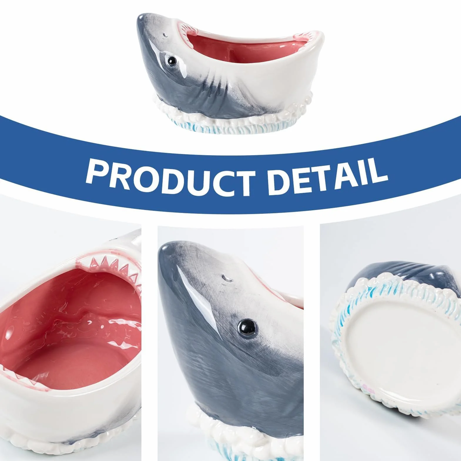 Shark Attack Bowl, urocza miska cukierki popcorn | du?a dekoracyjna taca naczynia kreskówka pojemnik owoce cukierki suche jedzenie przek?ska klucz bi?uteria zupa