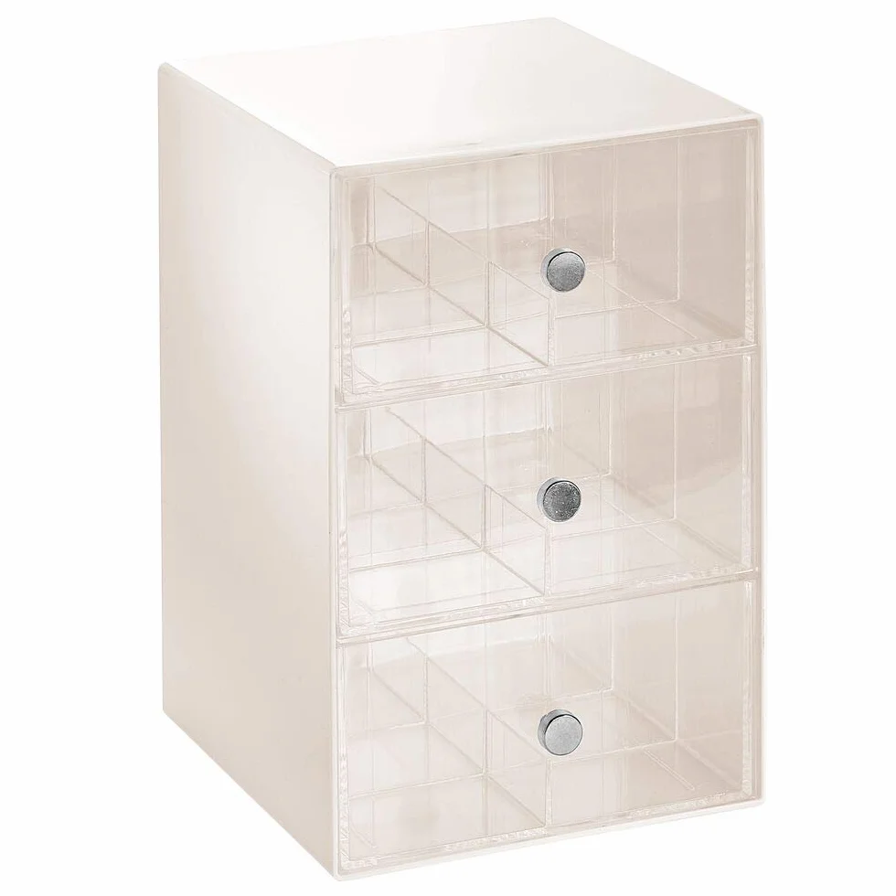 mDesign Organizer kuchenny z 3 szufladami, pudełko do przechowywania z 18 przegródkami
