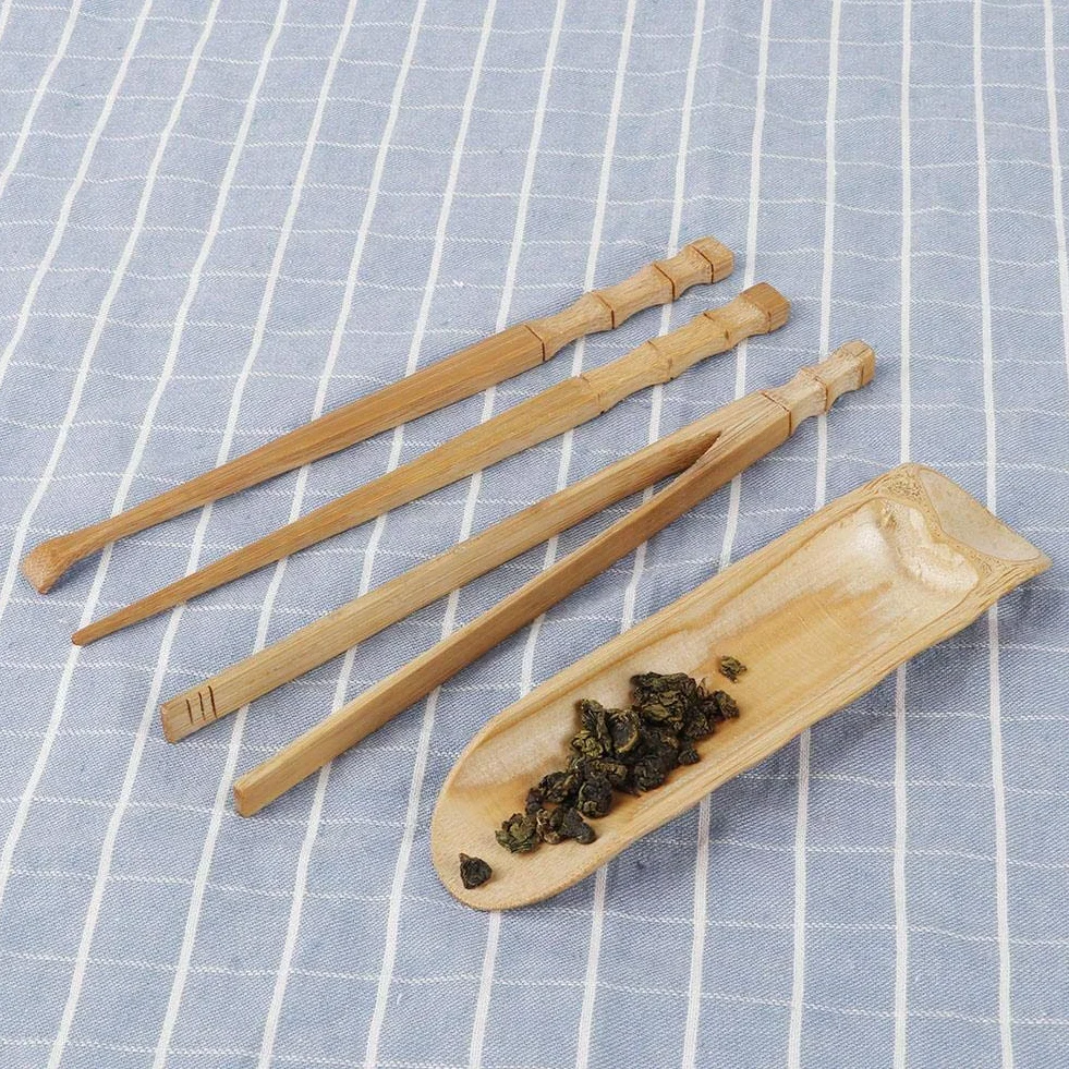 Jeffergarden 4 szt. naturalny bambusowy zestaw do herbaty chińskie klasyczne narzędzie do herbaty ceremonia herbaty akcesoria