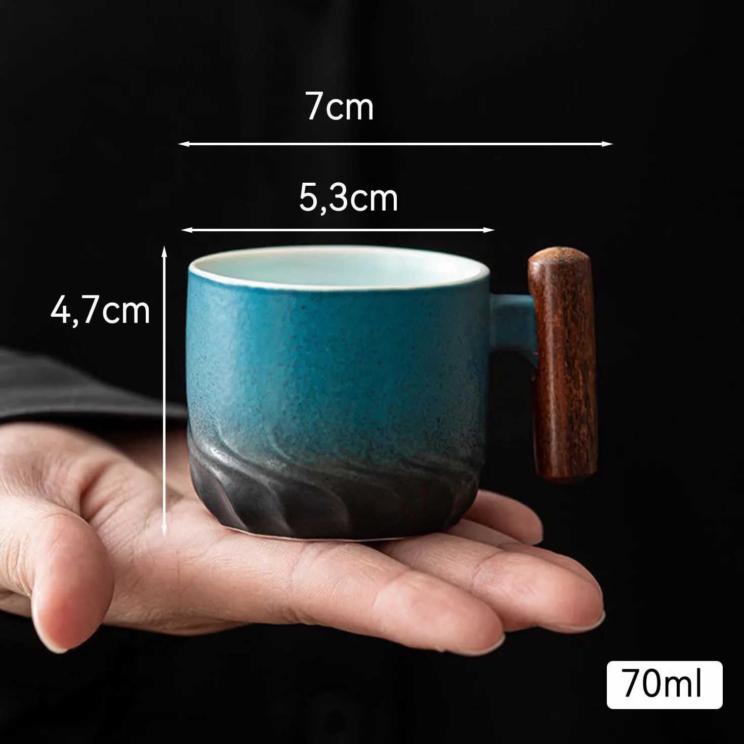 ERBO Zestaw 4 filiżanek do espresso 70 ml, filiżanki premium do espresso z uchwytem, mini filiżanki do herbaty, filiżanki do kawy z ceramiki, małe filiżanki do espresso, filiżanki do kawy do espresso