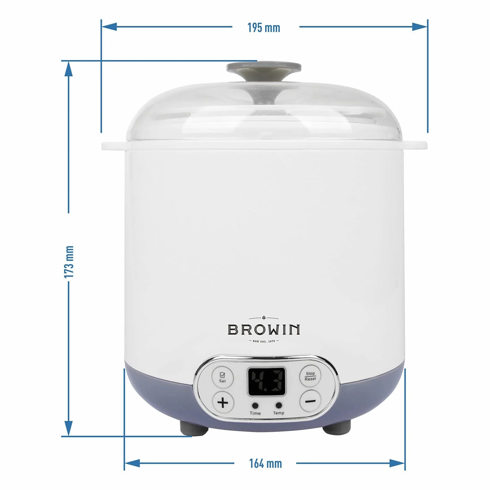 Browin 801013 Domowa Sero-jogurtownica z termostatem 1,5 L do domowych serów, jogurtów i kefirów
