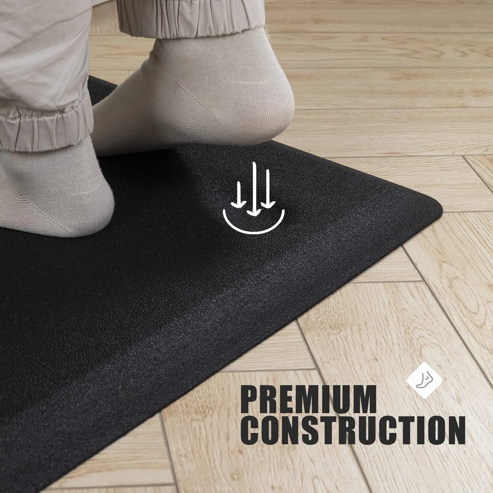 Carvapet antypoślizgowy dywan kuchenny mata przeciwzmęczeniowa grubość 20MM chodnik kuchenny pianowe maty do stania PVC wodoodporny dywan do chodzenia mata kuchenna mata podłogowa (czarny, 44x99cm)