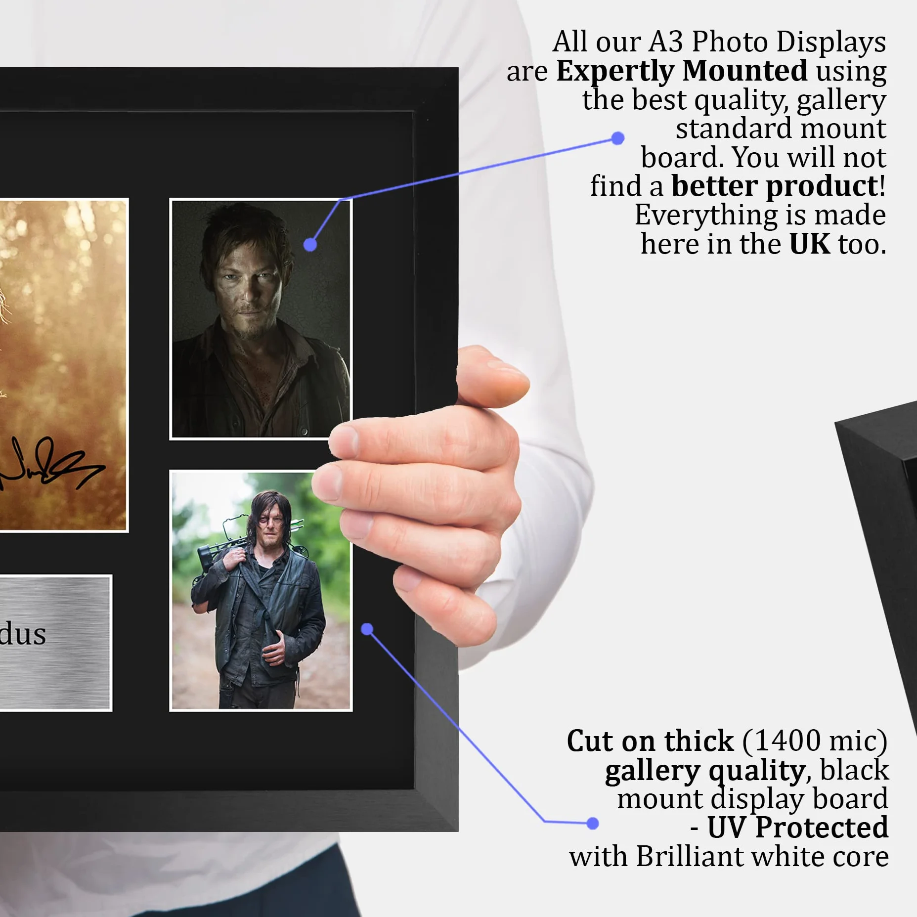 HWC Trading FR A3 Norman Reedus Walking Dead Daryl Prezenty Drukowane Podpisane Zdjęcie Z Autografem Dla Fanów Seriali Telewizyjnych - A3 Framed