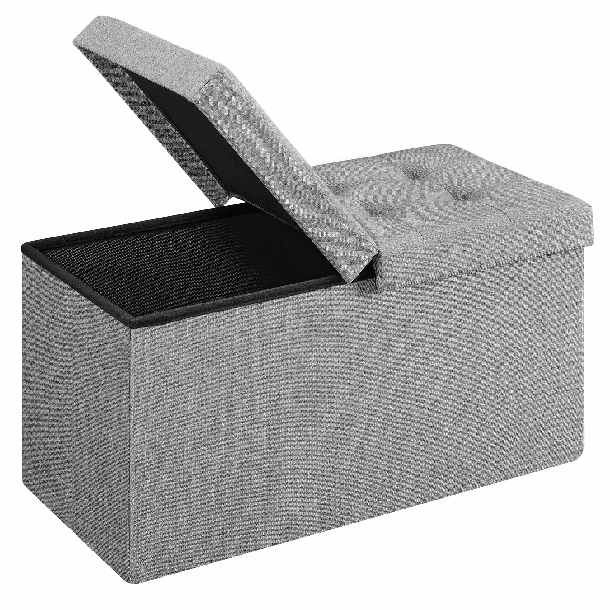 SONGMICS Ławka z miejscem do przechowywania 300 kg 80L 38x76x38 cm tkanina lniana jasnoszara LSF41G