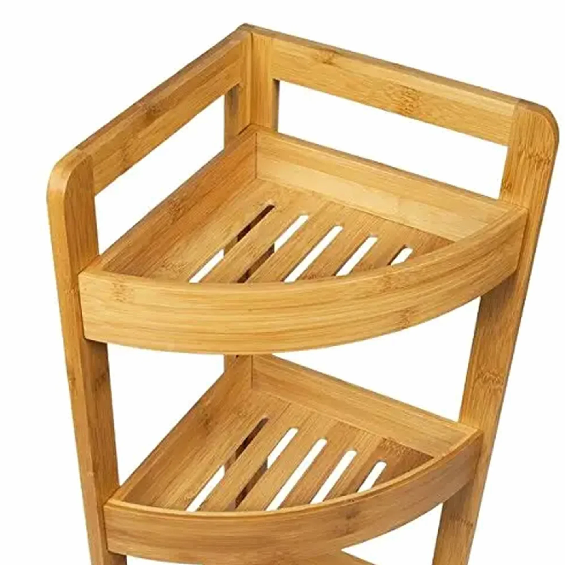 Bambusowa Szafka Półka Narożna 4-Poziomowa Minimalistyczna