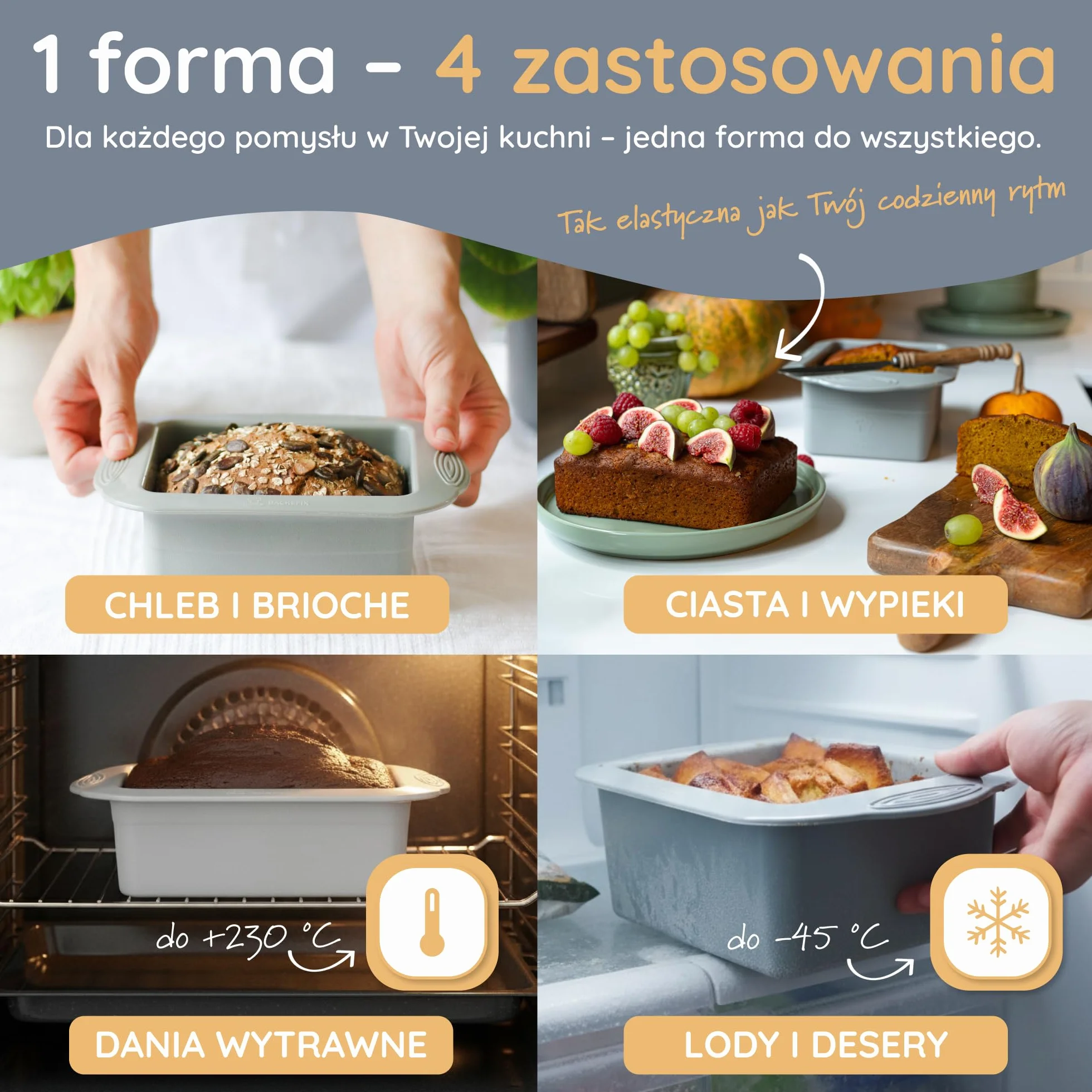 Backefix Elastyczna silikonowa forma do pieczenia chleba do 500 g, forma pudełkowa mała 15 cm, idealny rozmiar dla pojedynczych gospodarstw domowych do pieczenia chleba lub jako forma do pieczenia