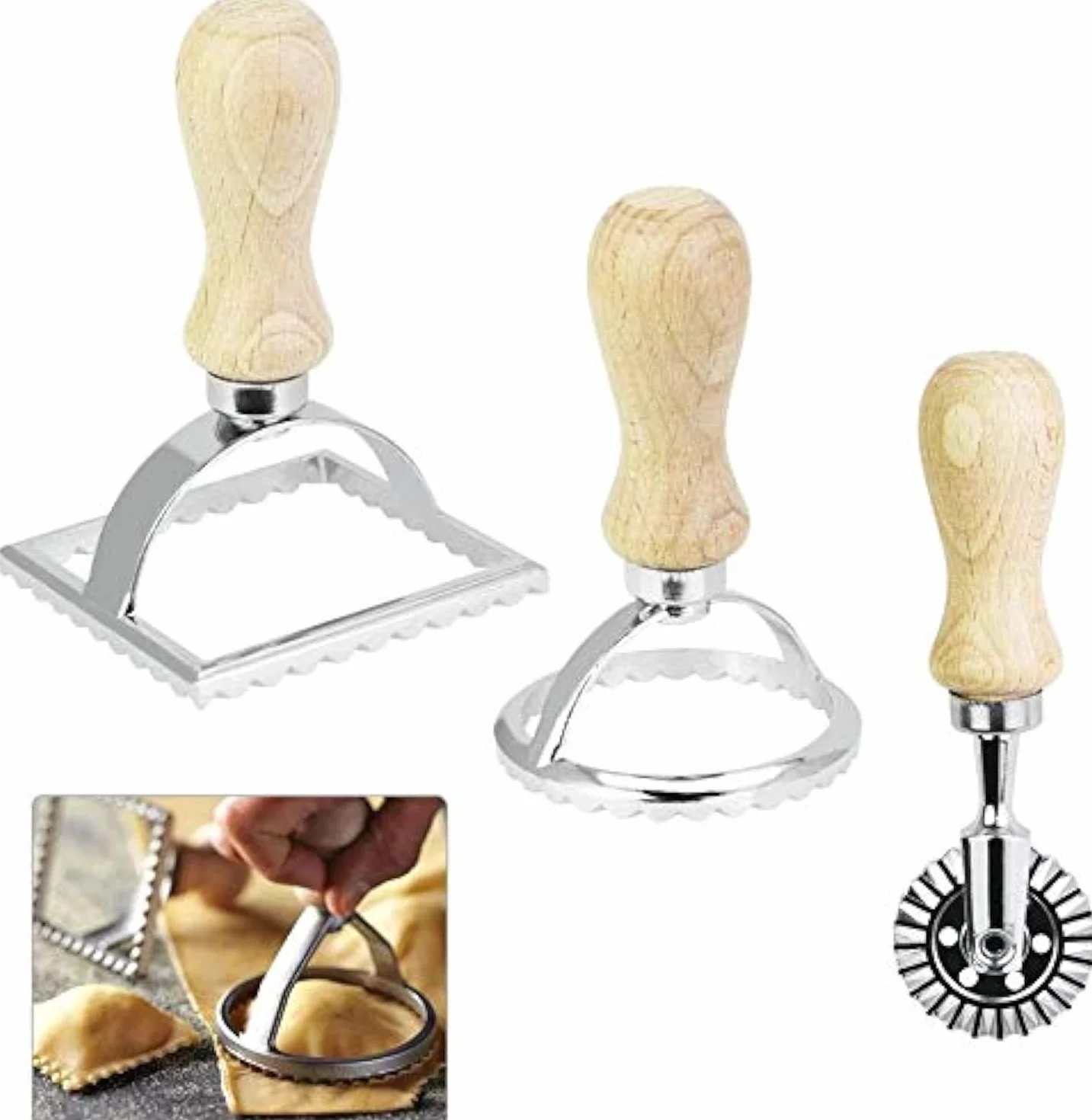 NC 3 sztuki foremek do wycinania ravioli ze stali nierdzewnej, zestaw foremek do wycinania ravioli, różne foremki do ravioli