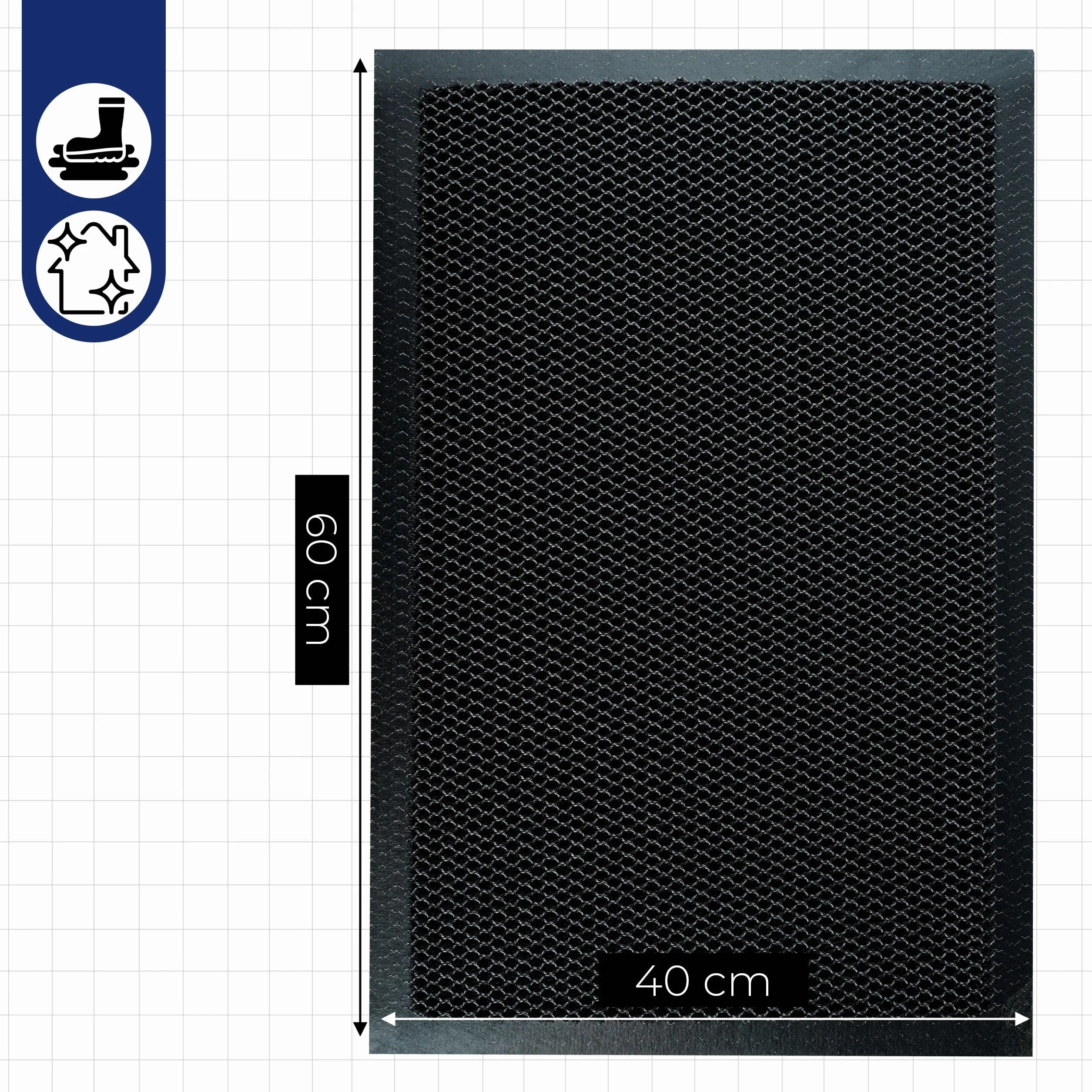 Wycieraczka wejściowa PVC 40x60 cm wewnętrzna zewnętrzna antypoślizgowa 3D pod Drzwi do Butów czarna łatwe Czyszczenie