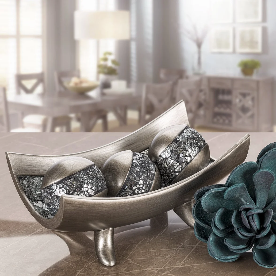 Creative Scents Schonwerk Srebrne dekoracyjne kule do misek i wazonów zestaw 3 szt. kulki z żywicy