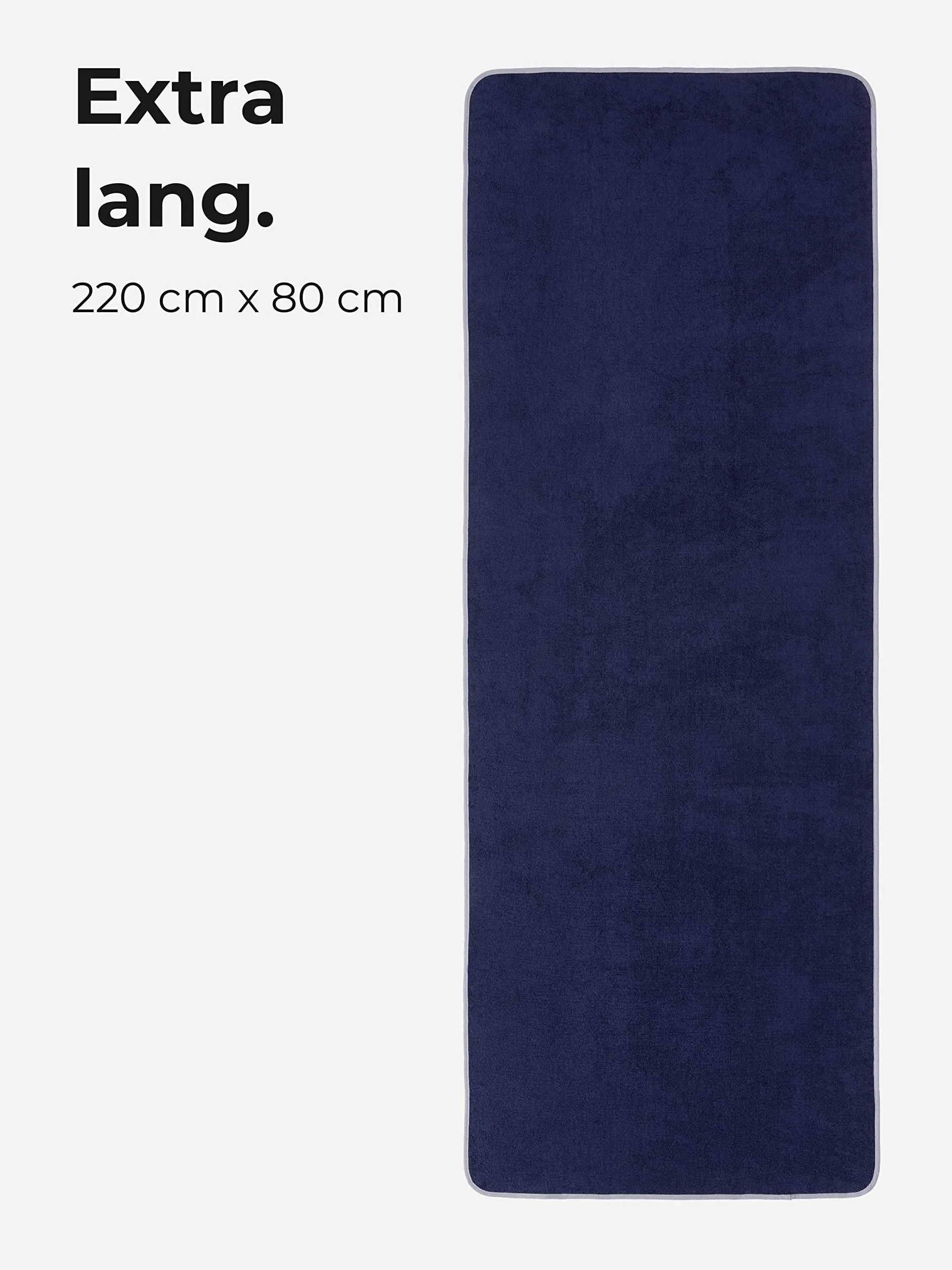 Ręcznik do sauny 220 x 80 cm 100% bawełna ekologiczna XXL granatowo-szary