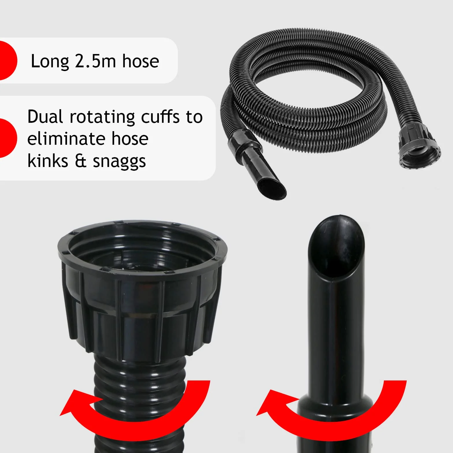 SPARES2GO Kompletny zestaw do odkurzaczy 2,5 m na mokro i suchy dla numatic Henry Hetty