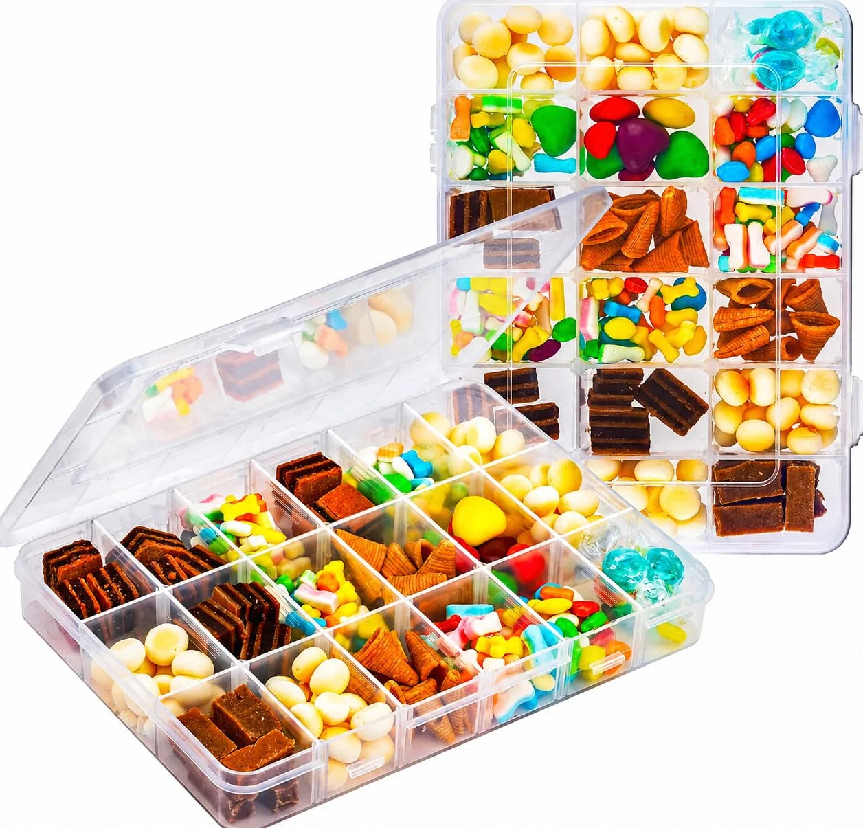 HOTUT Pudełko z 18 Przegródkami 20,1x15,8x3 cm - Przezroczysty Organizer (2 szt.)