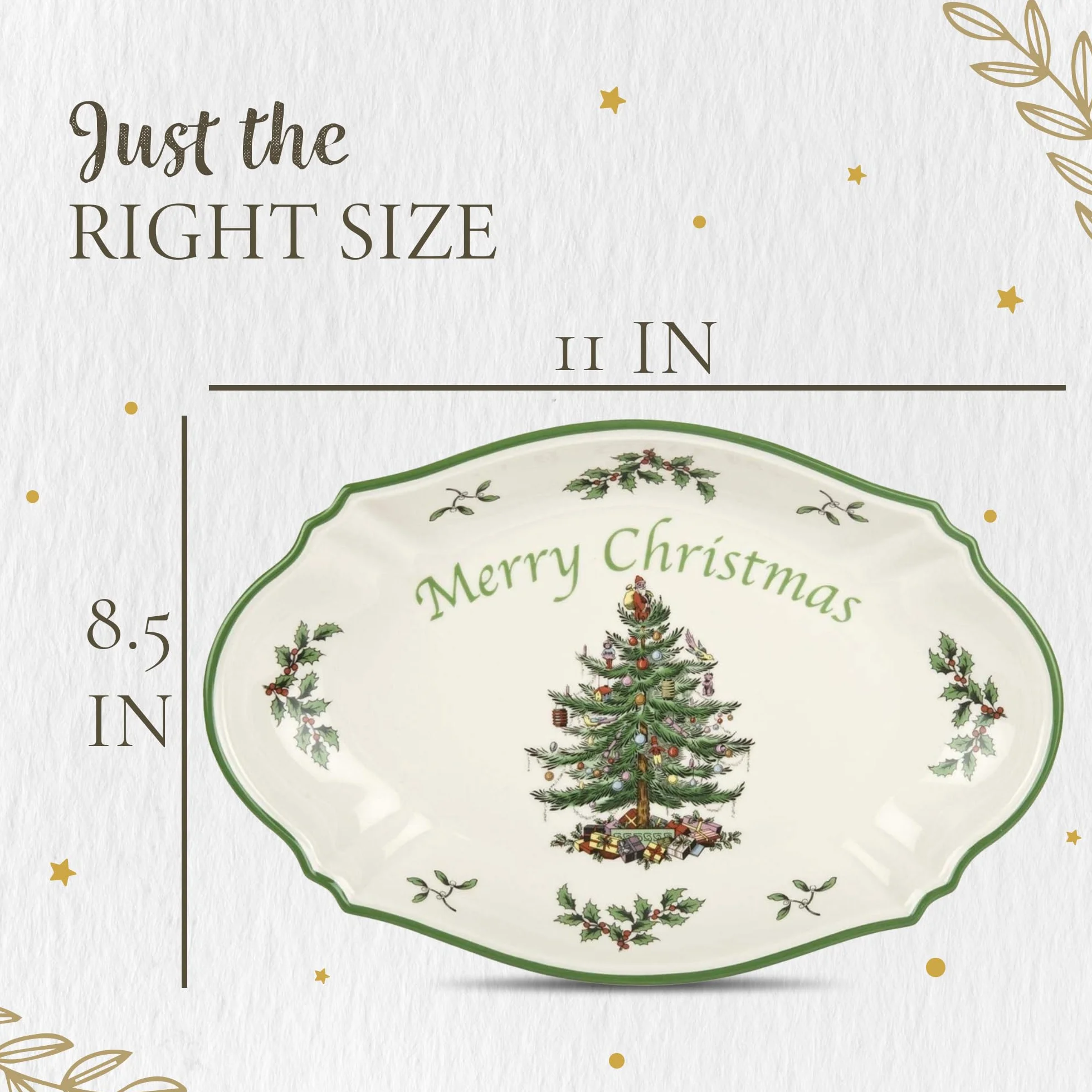 Portmeirion Home & Gifts Merry Christmas tacka pojedyncza, ceramiczna, wielokolorowa, 30 x 28 x 3,5 cm