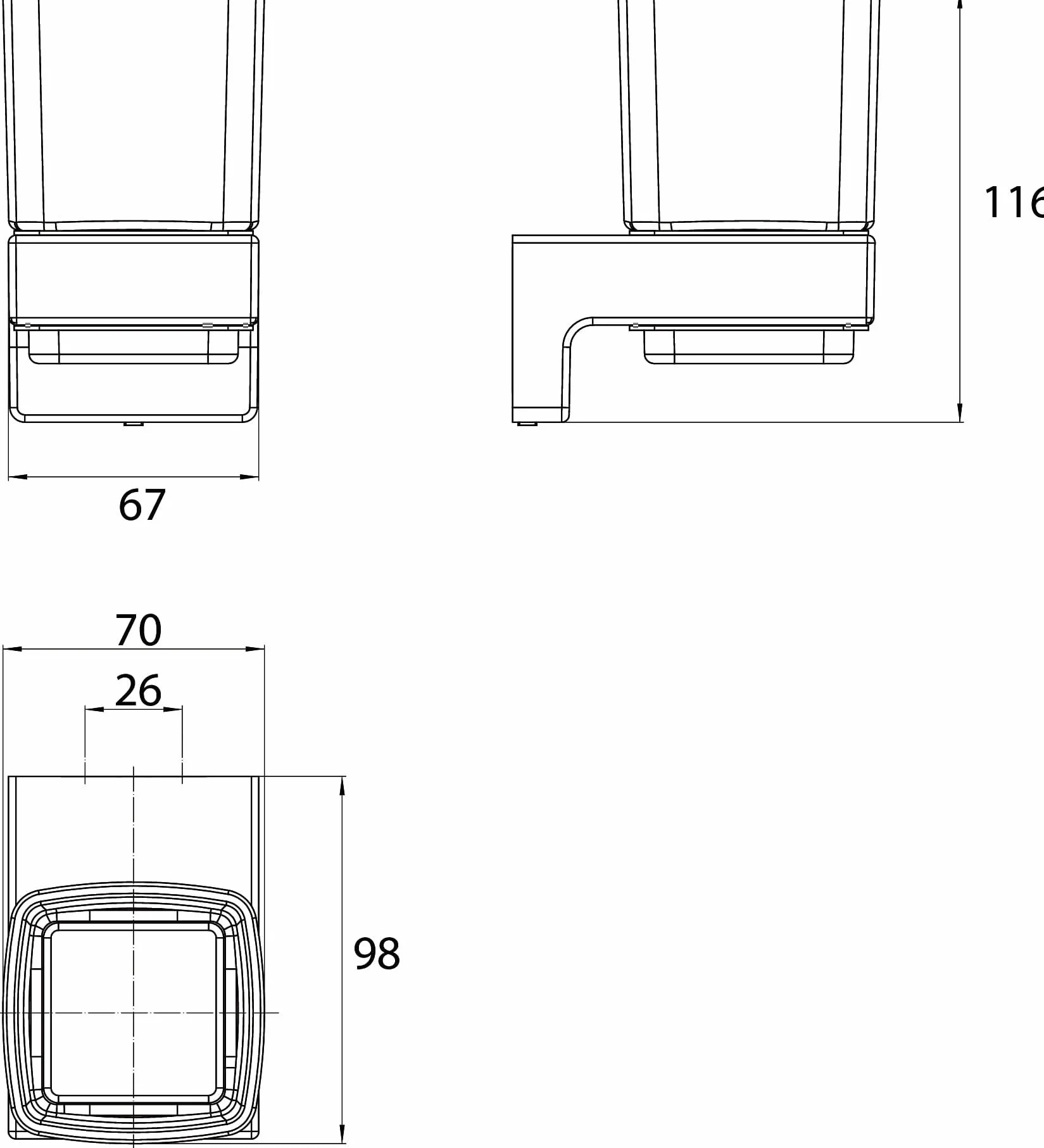 emco cue Szklany kubek na szczoteczki do zębów do przyklejenia, uchwyt na szczoteczki do zębów bez śrub, szkło do mycia zębów z metalu i szkła kryształowego w kolorze chromu