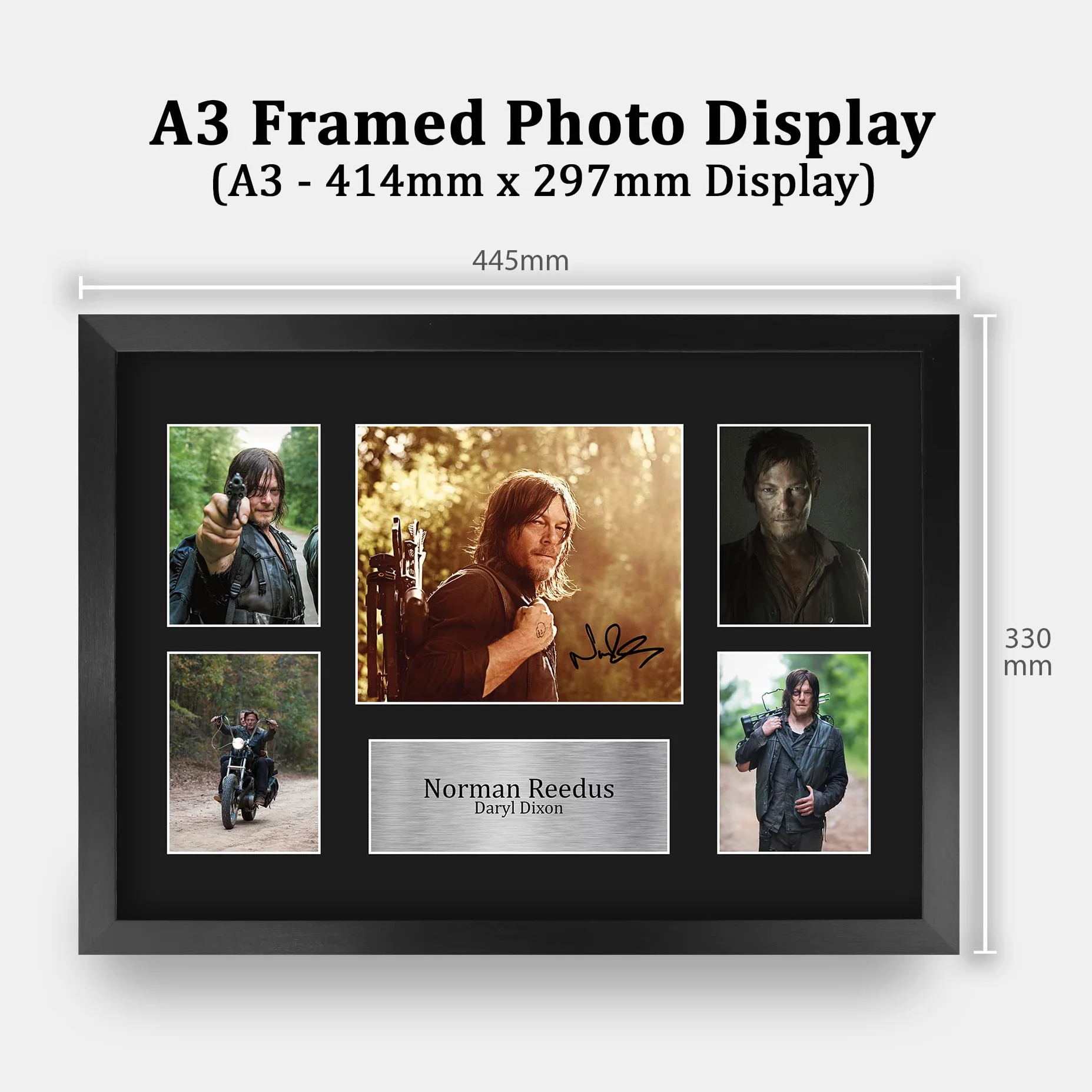 HWC Trading FR A3 Norman Reedus Walking Dead Daryl Prezenty Drukowane Podpisane Zdjęcie Z Autografem Dla Fanów Seriali Telewizyjnych - A3 Framed