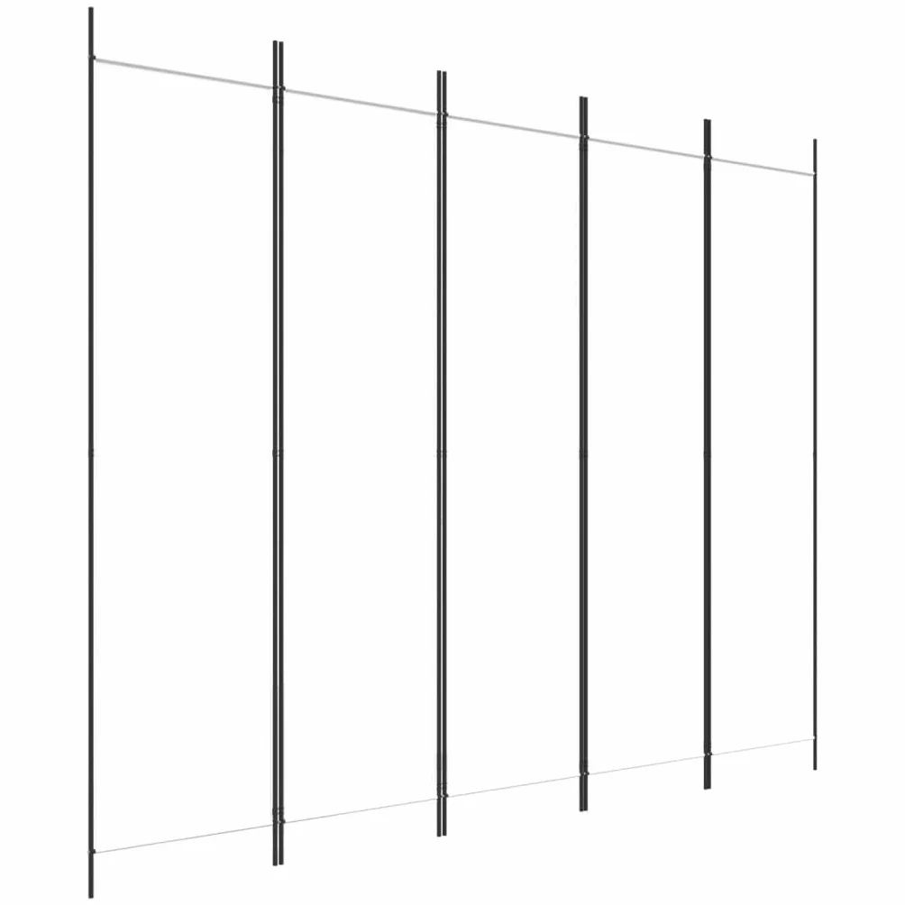 vidaXL Parawan 5-panelowy Biały 250x200 cm Tkanina
