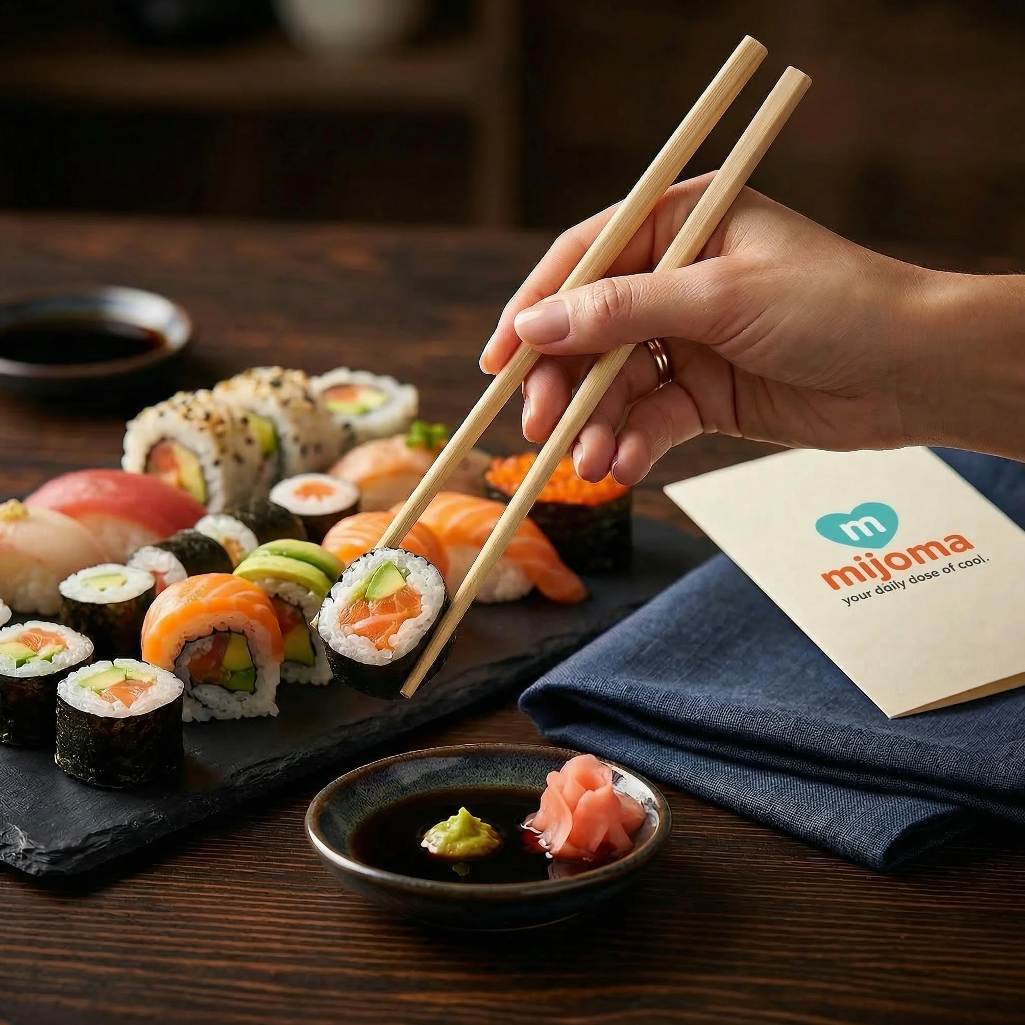 MIJOMA Pałeczki do jedzenia 50 par 19,5 cm – drewniane – do sushi, ramen i na wynos – lekkie i wygodne w użytku na co dzień i dla gości