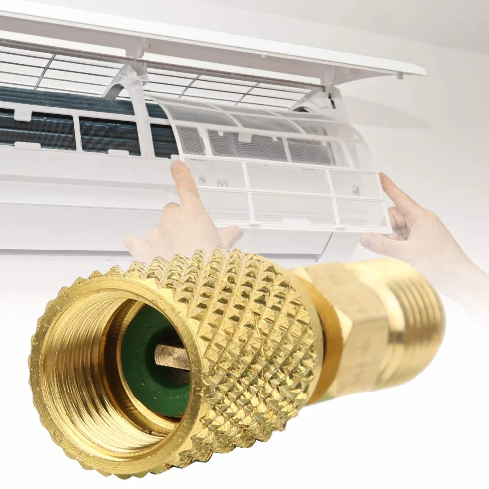 Adapter R410a, A/C 1/4 cala na gniazdo 5/16 cala adapter SAS, odpowiedni do systemów klimatyzacji R410a, serwisów HLK i chłodzenia, stabilna wydajność (łącznik spodni)