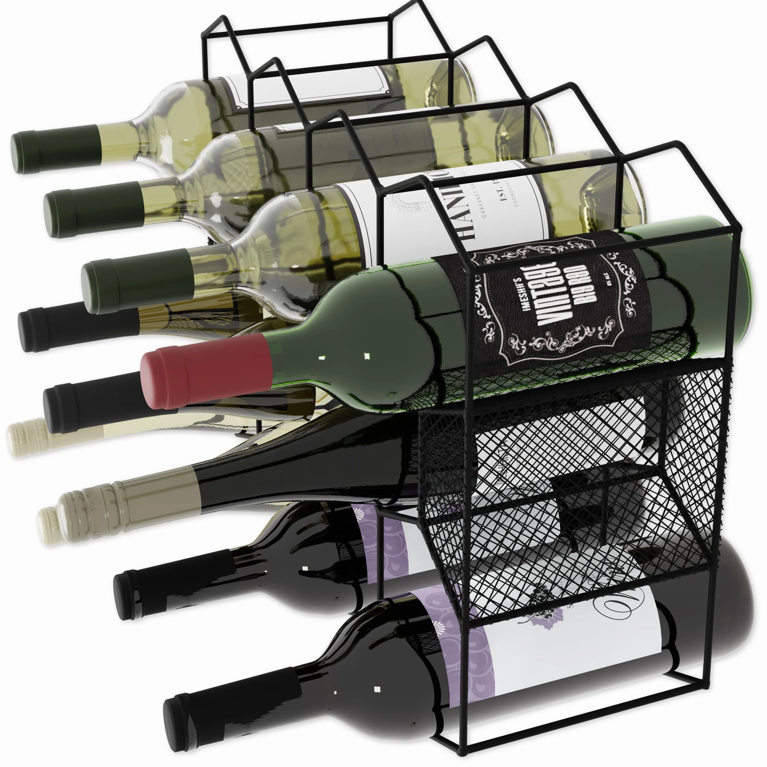 Lenmar Seria LOFT Regał na Wino z Metalu, 5-30 Butelek, Uchwyt do Piwnicy, Wytrzymałe Przechowywanie (LOFT 1-11, 11 Butelek)
