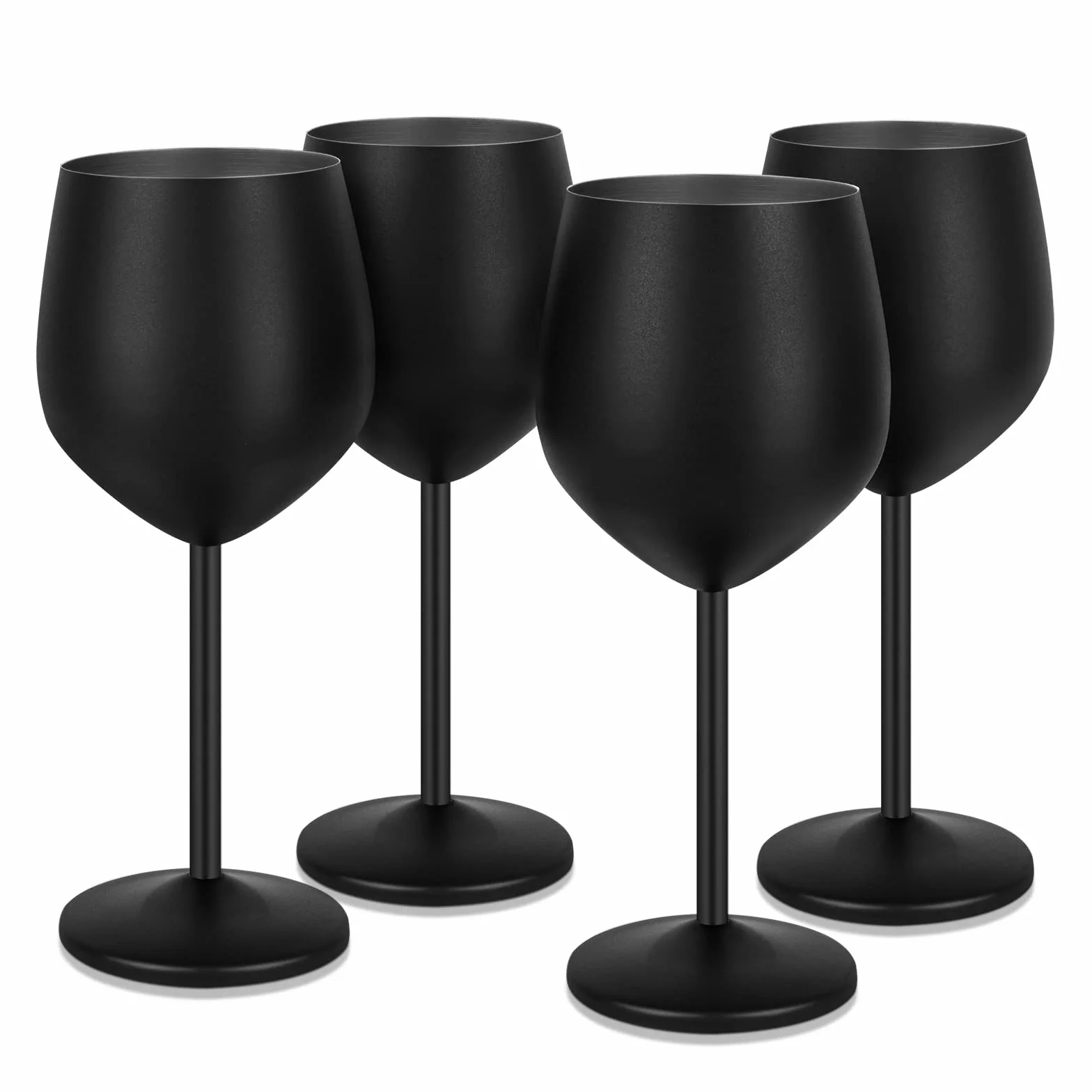 Livole Zestaw kieliszków do wina 550 ml ze stali nierdzewnej czarny matowy 4 sztuki