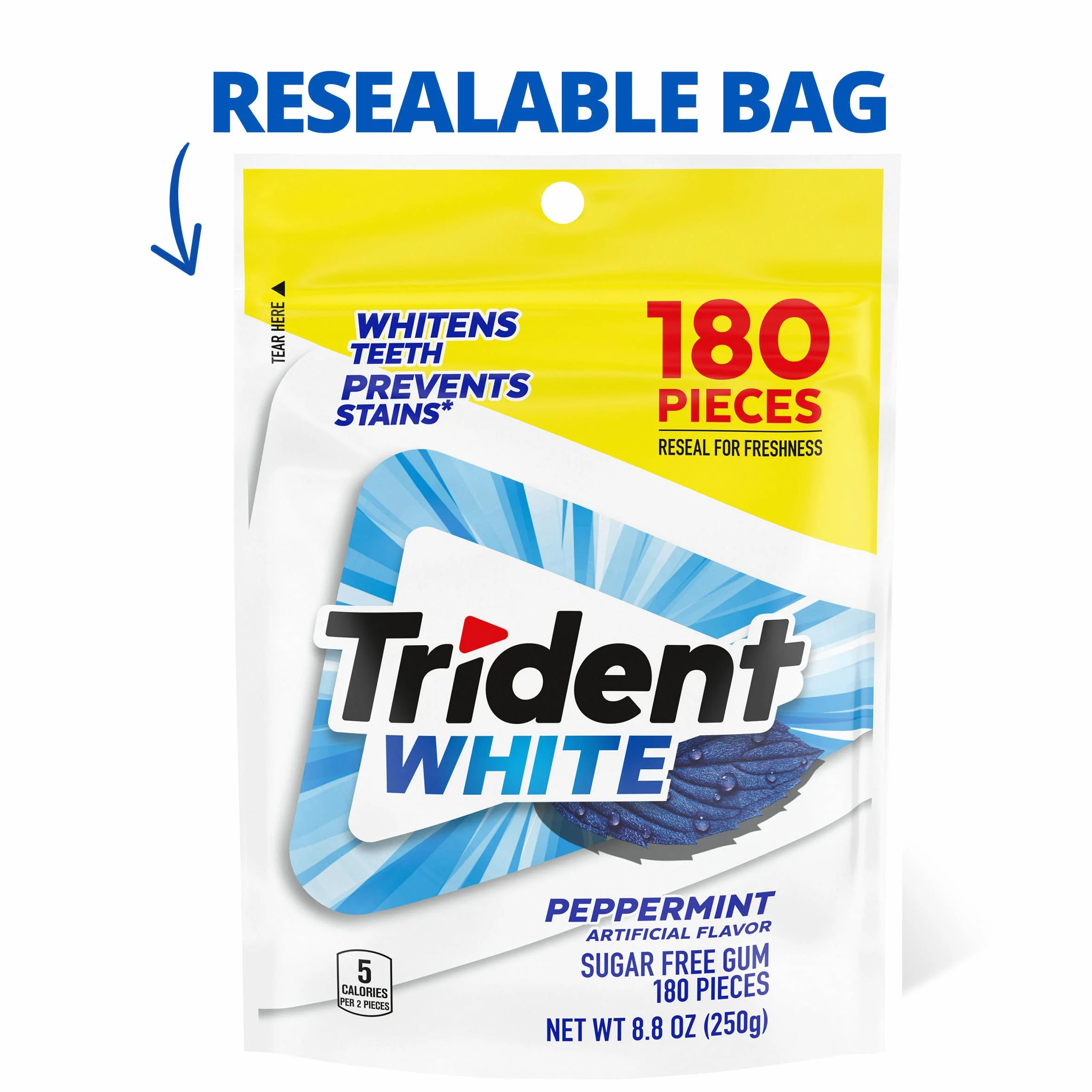 Trident White Peppermint Sugar Free Gum, 180 Pieces