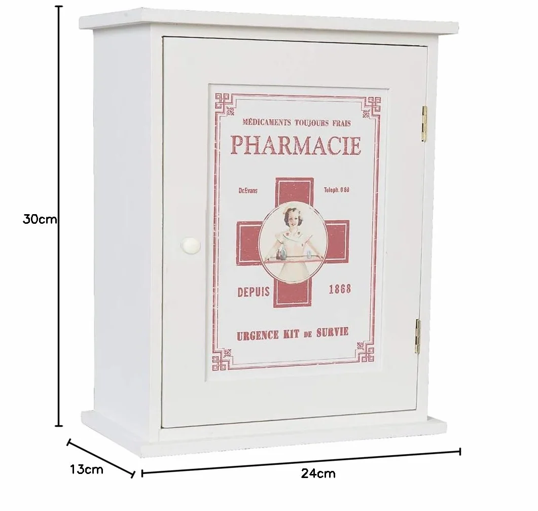 Clayre & Eef 6H0372 skrzynka na leki, szafka ścienna 24 x 13 x 30 cm