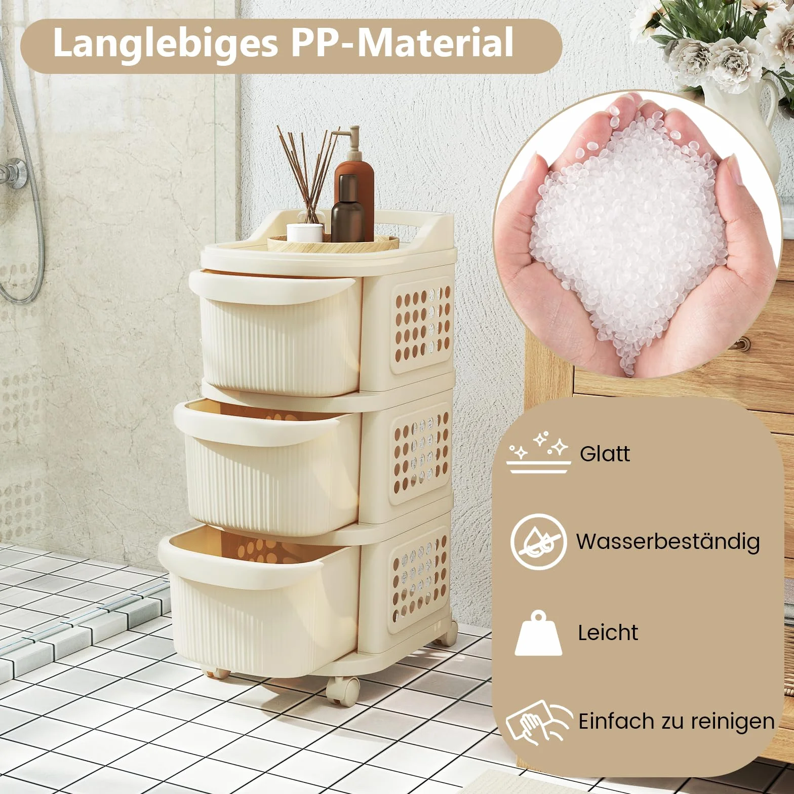 COSTWAY Wąska szafka wnękowa na kółkach, regał wnękowy o szerokości 30 cm, wózek wnękowy z 3 szufladami, pegboard, uchwyt i 6 haczyków, wózek łazienkowy, oszczędność miejsca, wózek do łazienki, kuchni