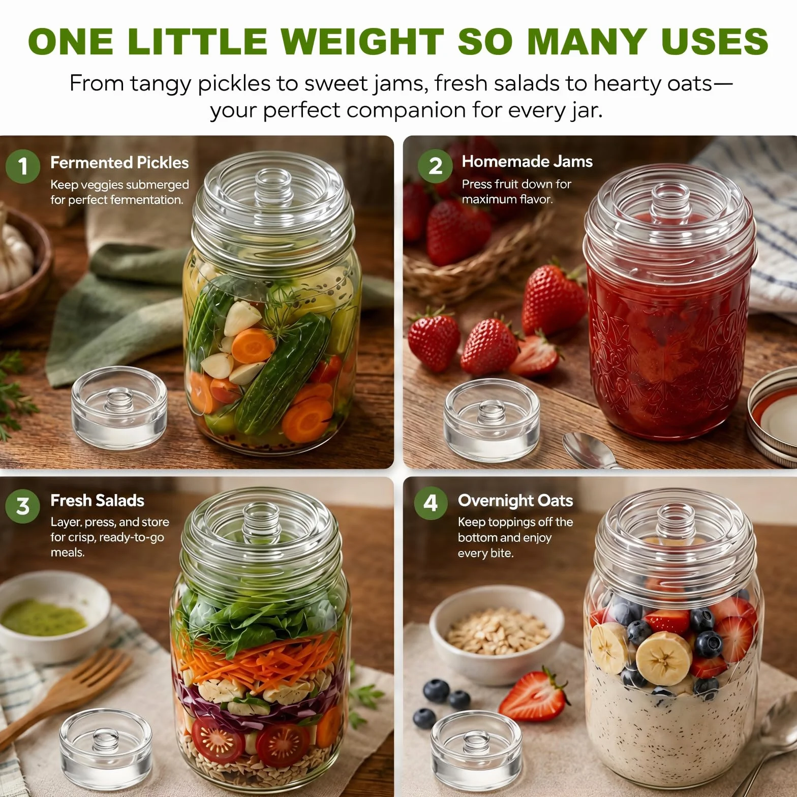 4 sztuk obciążników fermentacyjnych o średnicy 7 cm, szklane obciążniki do fermentacji warzyw w solance, idealne do fermentacji kimchi, kimchi, ogórków i innych fermentowanych produktów