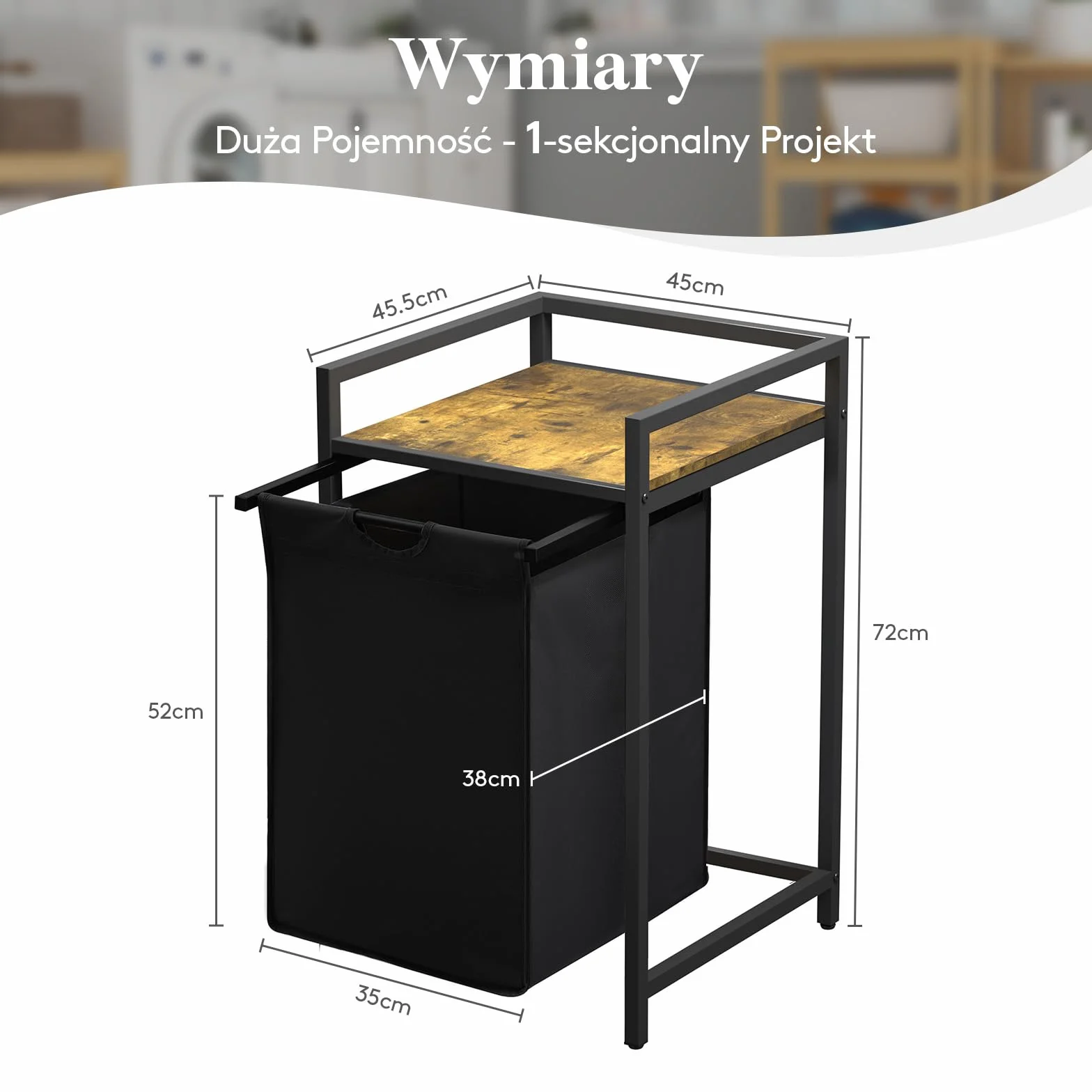 Lifewit Kosz na pranie 69 l z półką i podwójnie wysuwanymi workami, Czarny