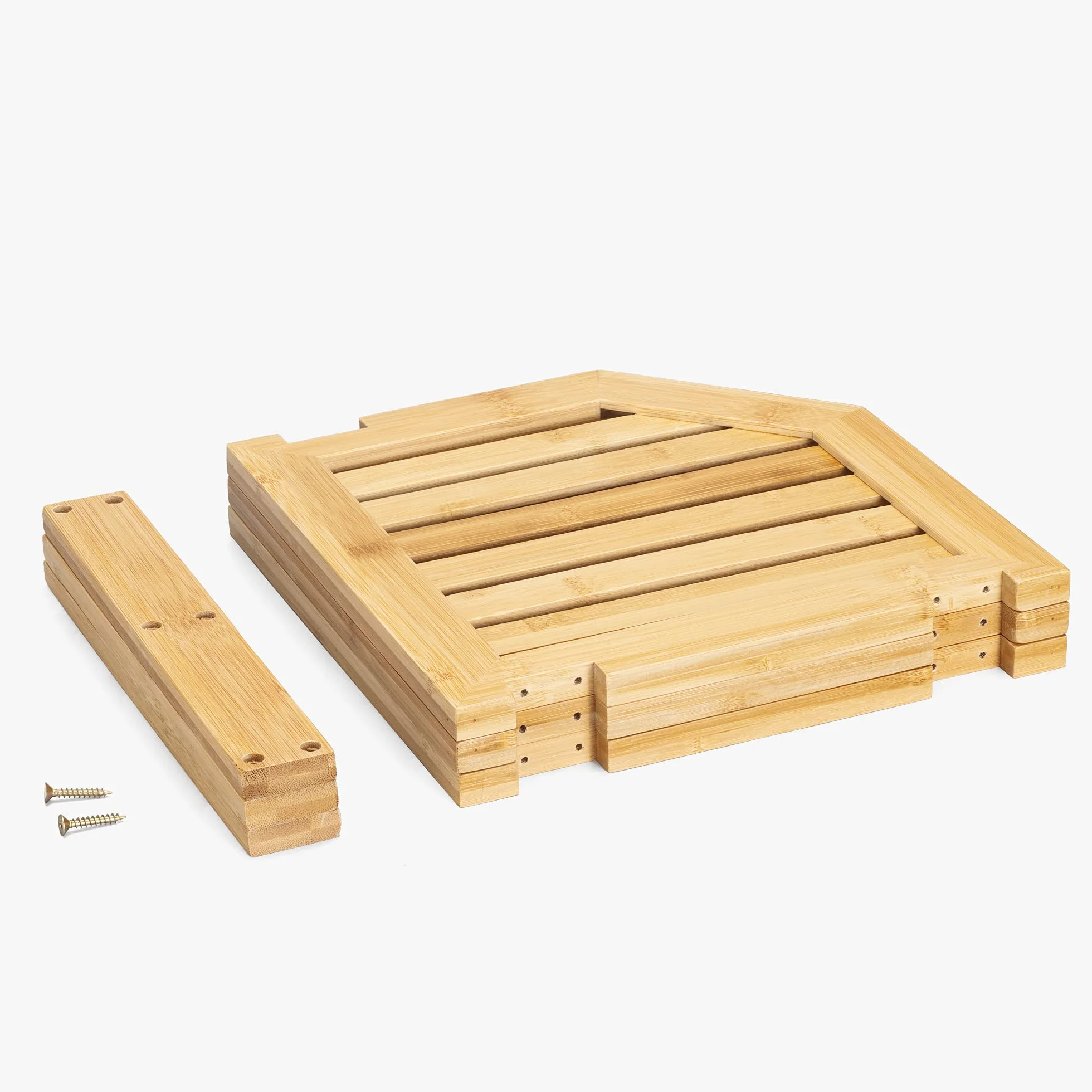 Navaris Półka narożna z bambusa - Organizator do kuchni lub łazienki - Półka narożna 3-poziomowa o wysokości 24 cm do przechowywania talerzy, szafka, blat, szafka