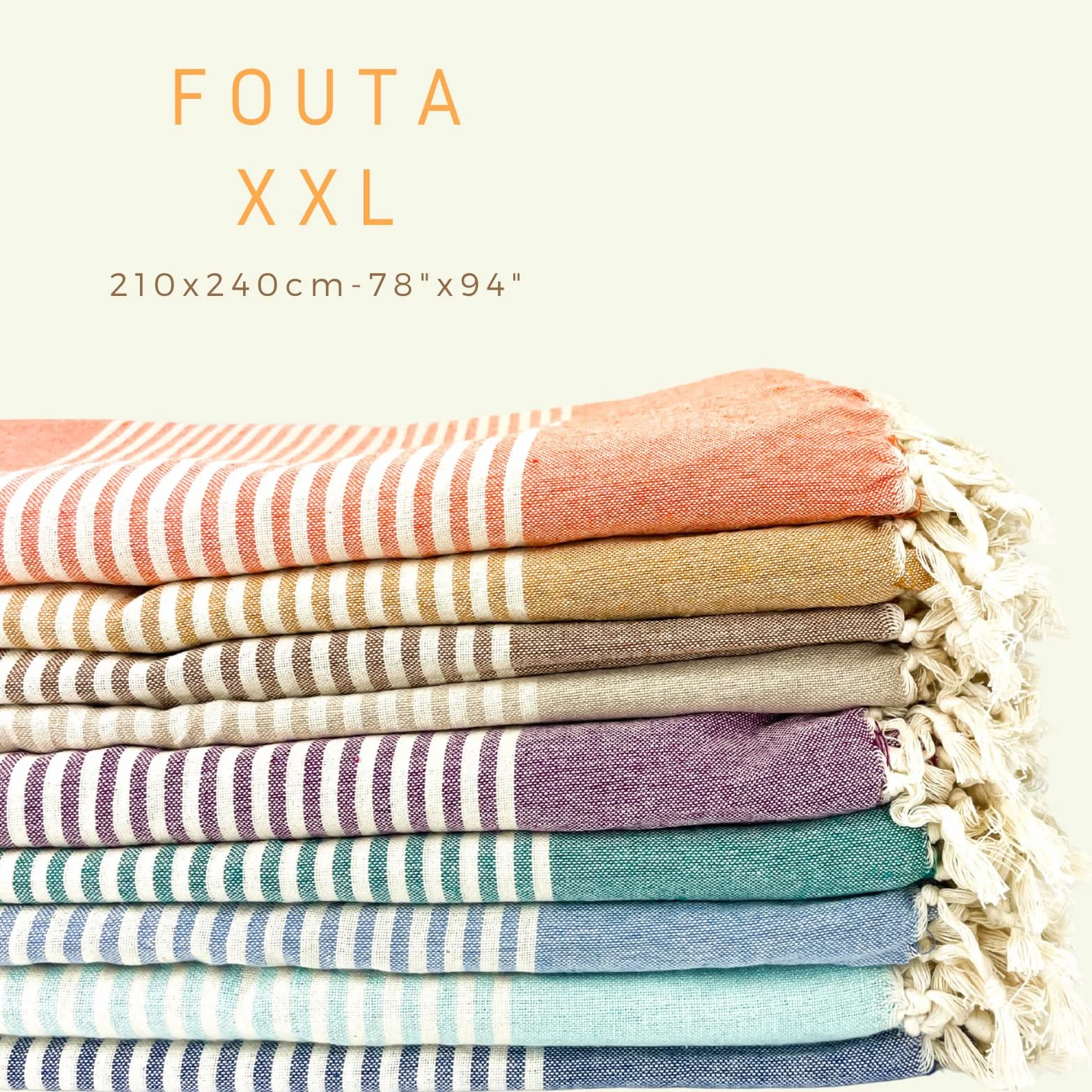 Fouta plażowa antypiaskowa XXL z frędzlami 100% bawełna 210x240 cm błękitny duży ręcznik plażowy koc piknikowy pareo