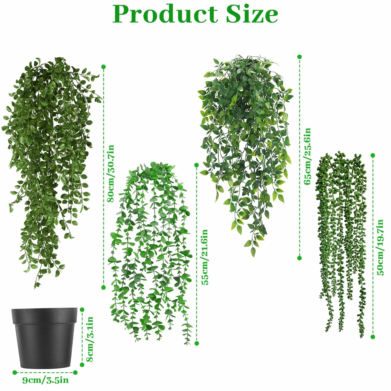 Sztuczne rośliny wiszące Auauraintt 55-80 cm plastikowe z doniczką