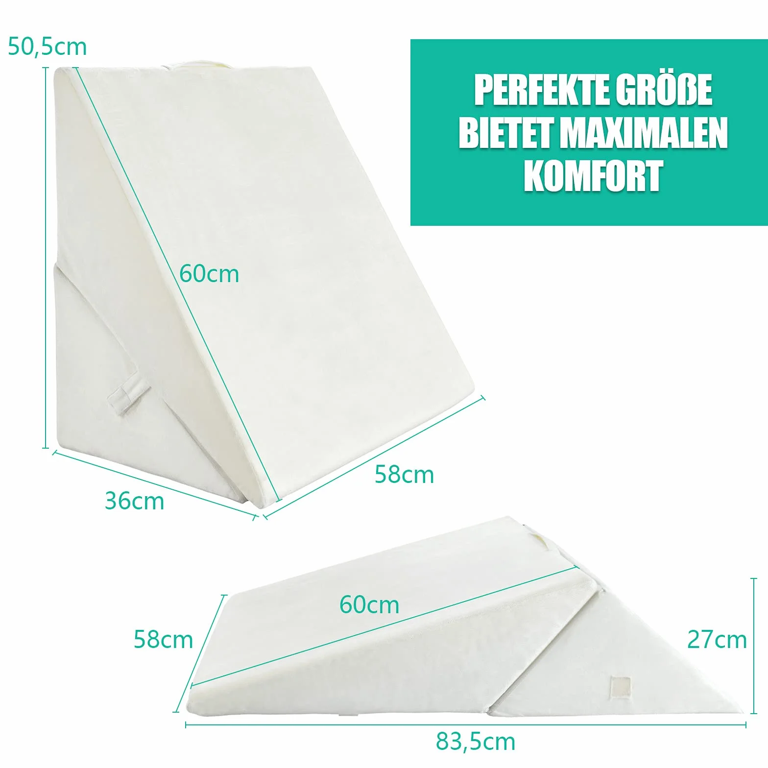 GOPLUS Poduszka klinowa relaksacyjna z pianki memory 58 x 36 x 50,5 cm biała