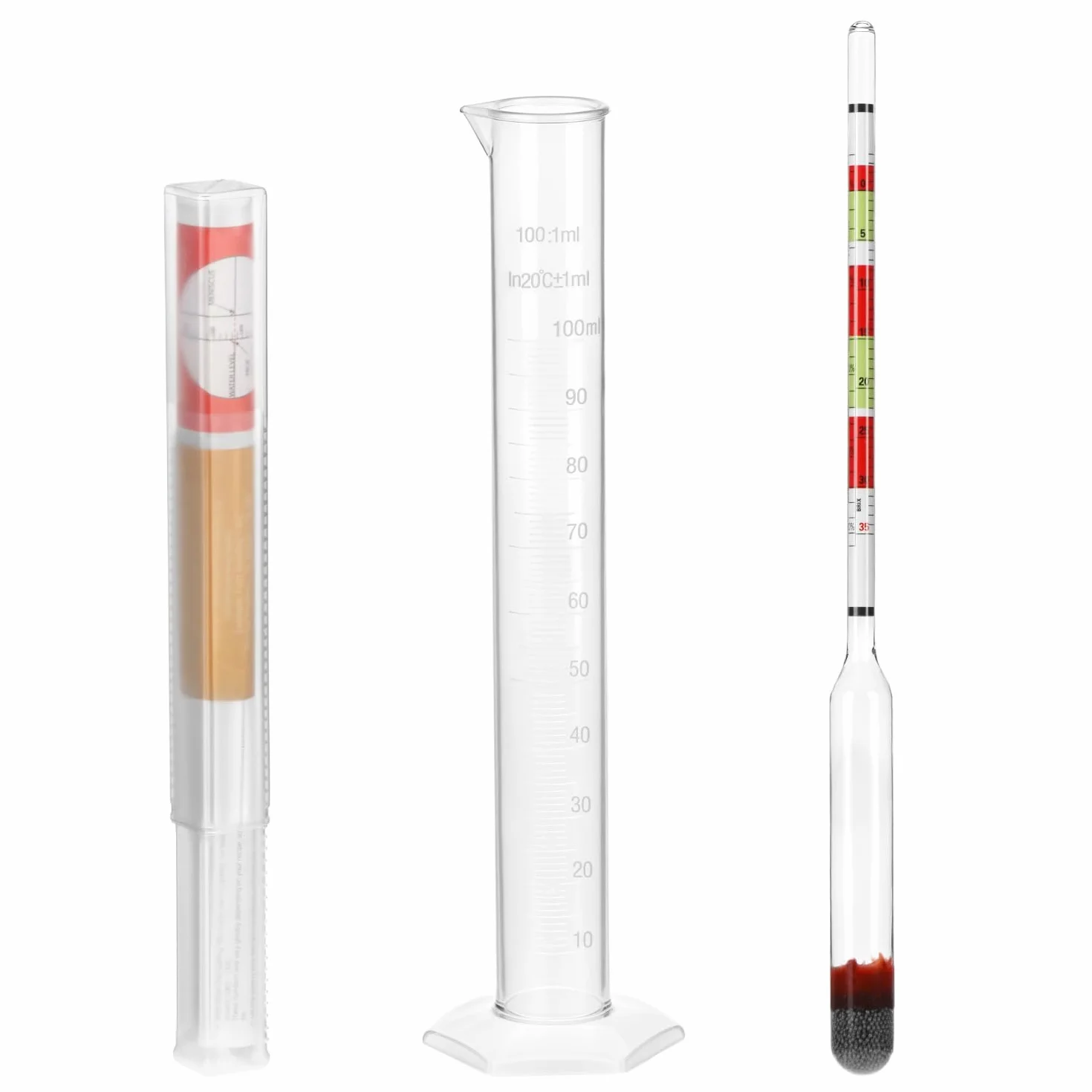 QWORK Domowy hydrometr do parzenia z słoikiem na próbki 100 ml – idealny do produkcji piwa i wina