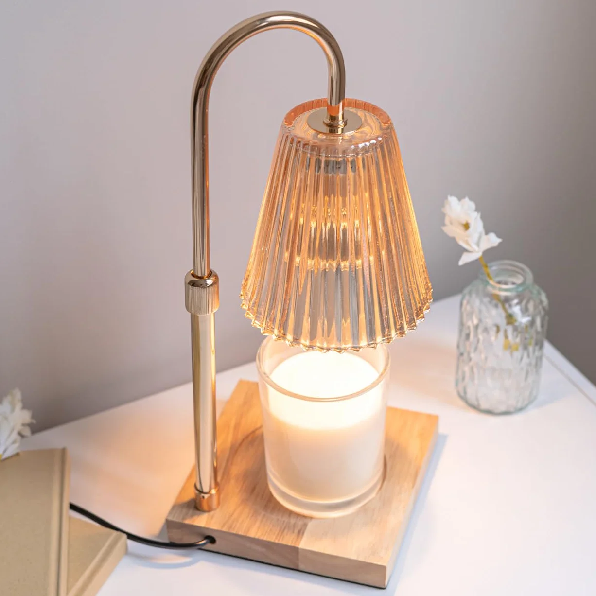 Flamingueo Lampa Podgrzewacza Świec - Podgrzewacz do Świec, Candle Warmer Lamp z Timerem, Lampka do Świec, Regulowana Intensywność, Lampka Nocna