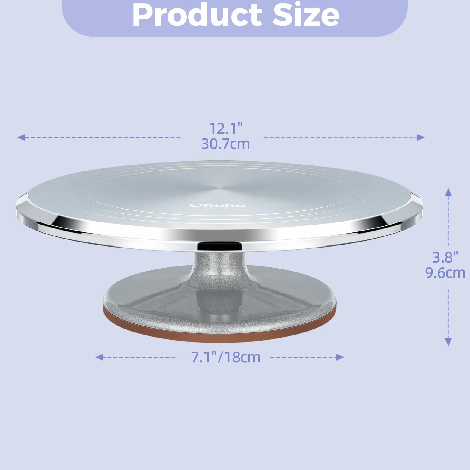 Ohuhu patera obrotowa do dekoracji ciast 30 cm aluminiowa antypoślizgowa