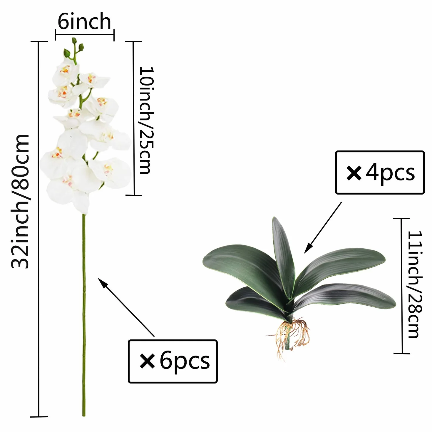 Sztuczne kwiaty phalaenopsis 80 cm białe 4 wiązki orchidei do mieszkania