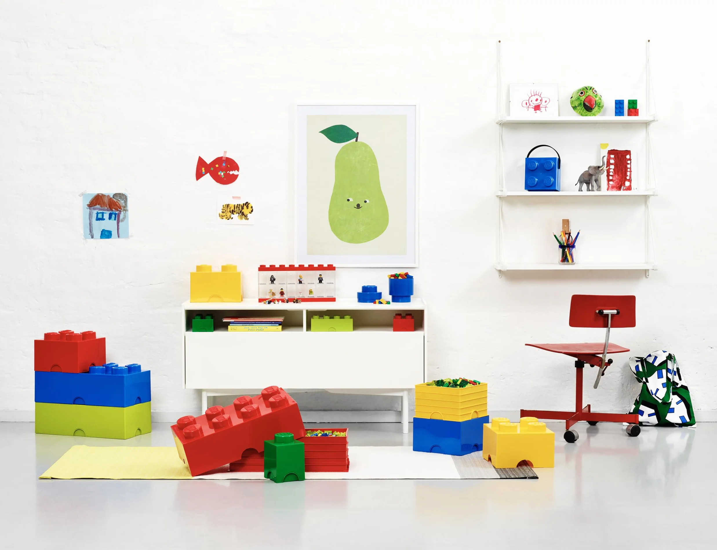 LEGO Klocek do przechowywania, 8 gałek, piaskowa zieleń, plastikowe pudełko do przechowywania z pokrywką, dla dzieci i dorosłych, idealny organizer na biurko i pudełko na zabawki, pojemność 12,1 l