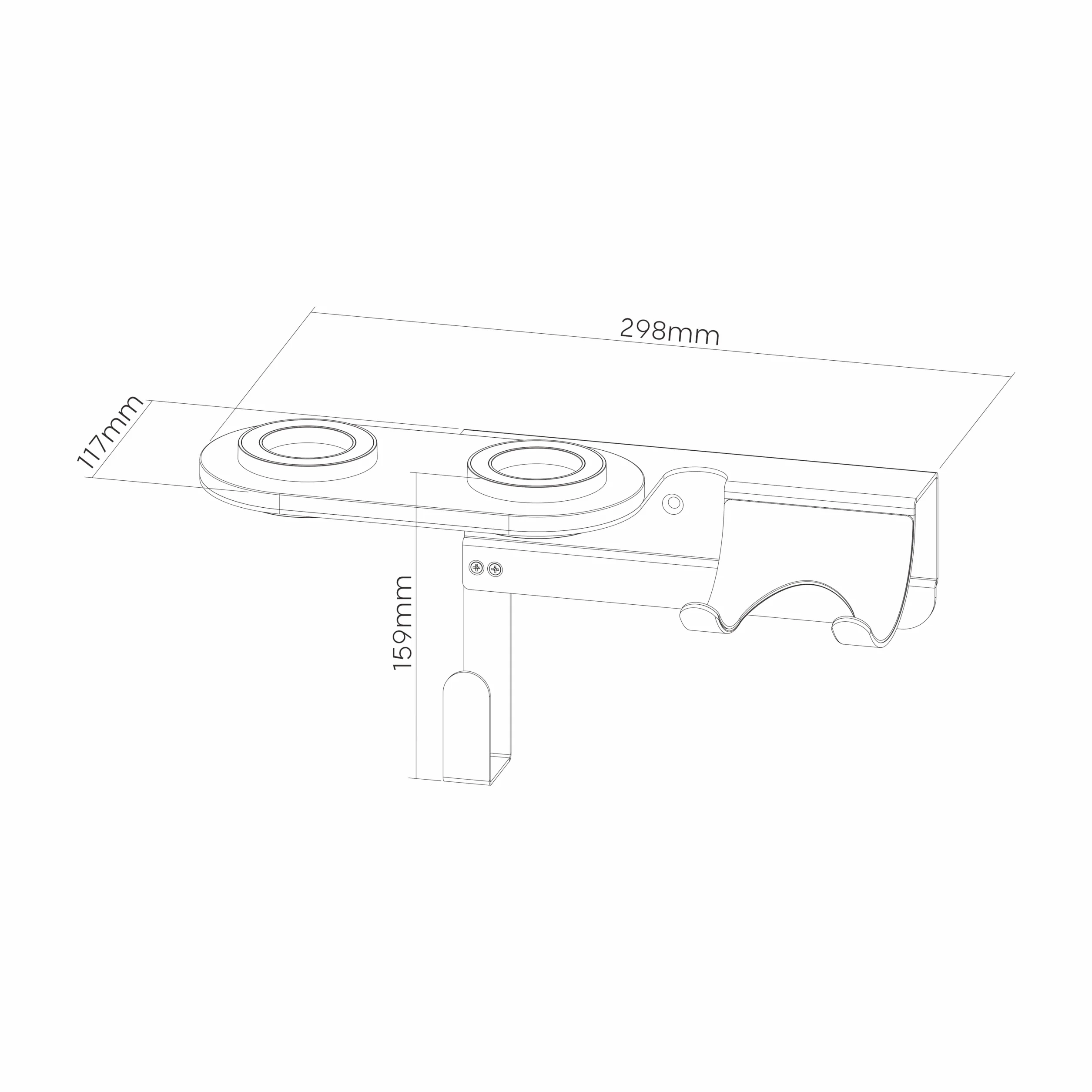 PureMounts® Uchwyt ścienny na suszarkę do włosów Dyson® Supersonic, mocowanie magnetyczne, zarządzanie kablami, nośność do 5 kg, podkładka silikonowa, metaliczny szary