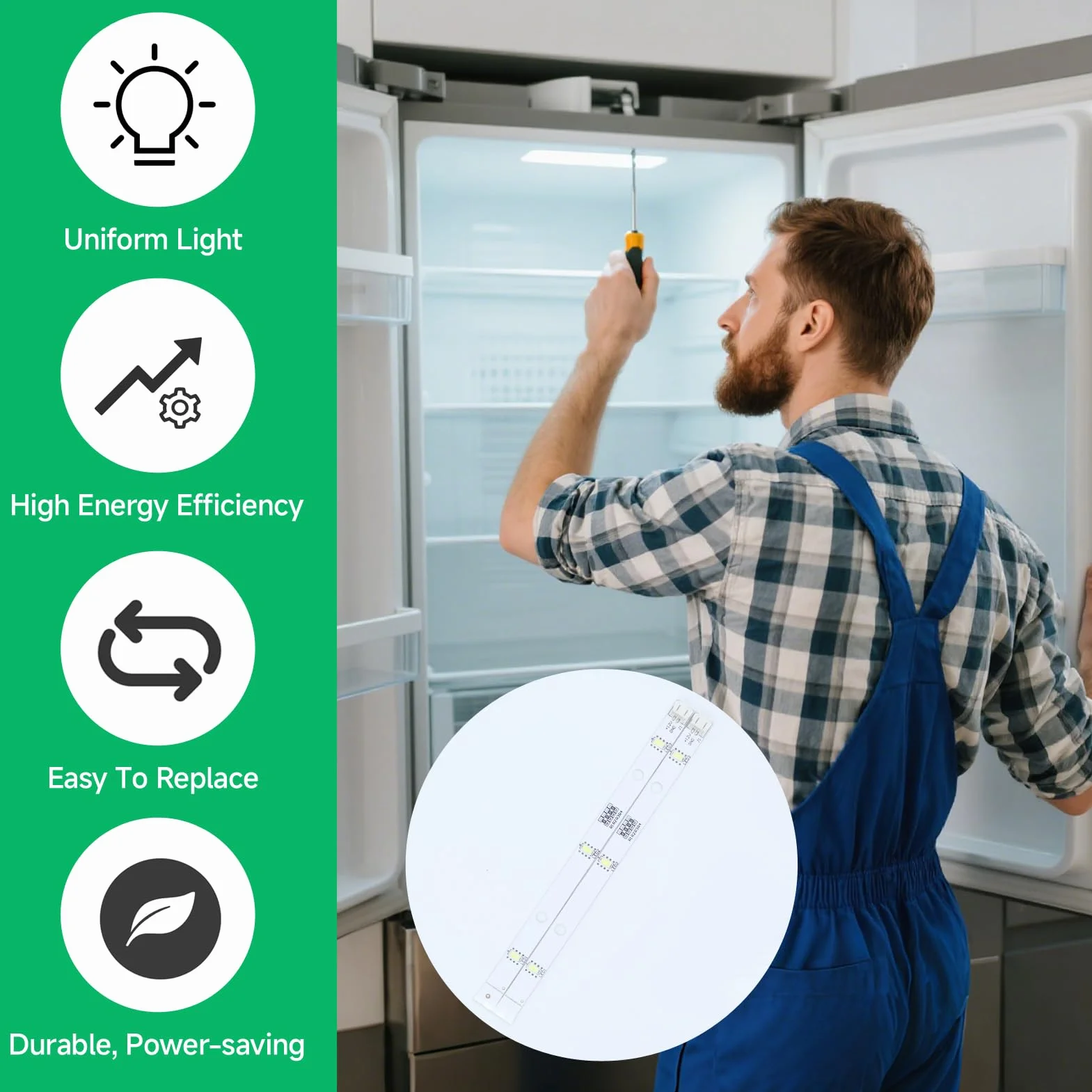 1629348 listwa świetlna LED, 2 sztuki, białe światło, do zamrażarki, kompatybilna z listwą świetlną do lodówek Rongsheng 1629348