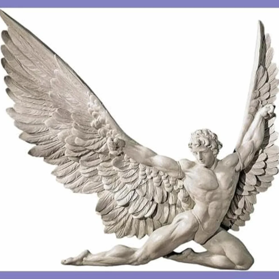 Design Toscano Ikarus Skrzydlaty Człowiek Rzeźba Ścienna, Starożytna kość słoniowa, 28 cm
