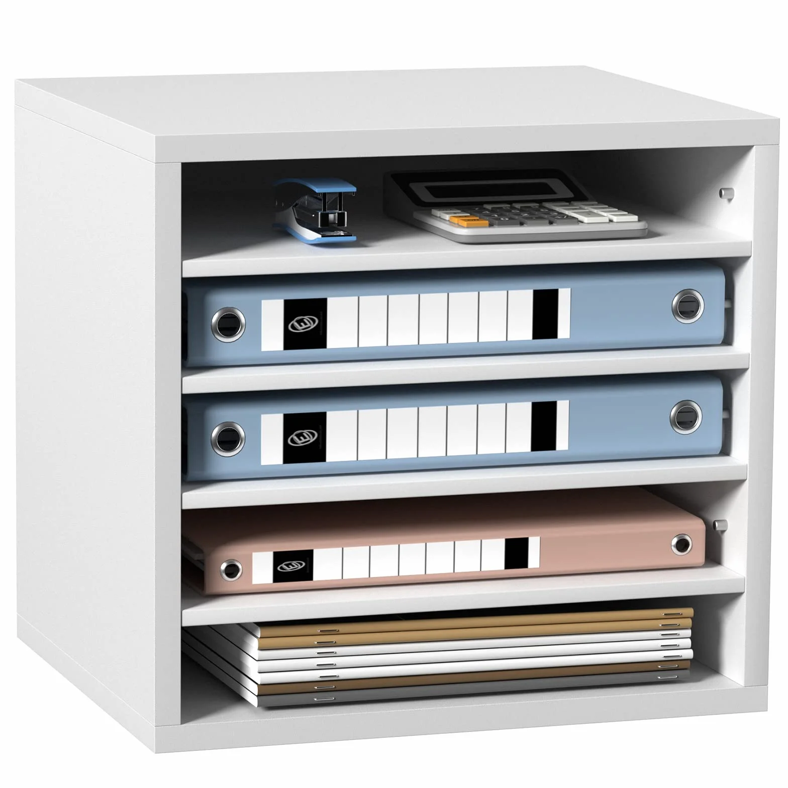 VEVOR Drewniany Organizator Literatury Stojak na dokumenty 5 przegródek 35,5x30,5x33 cm Biały