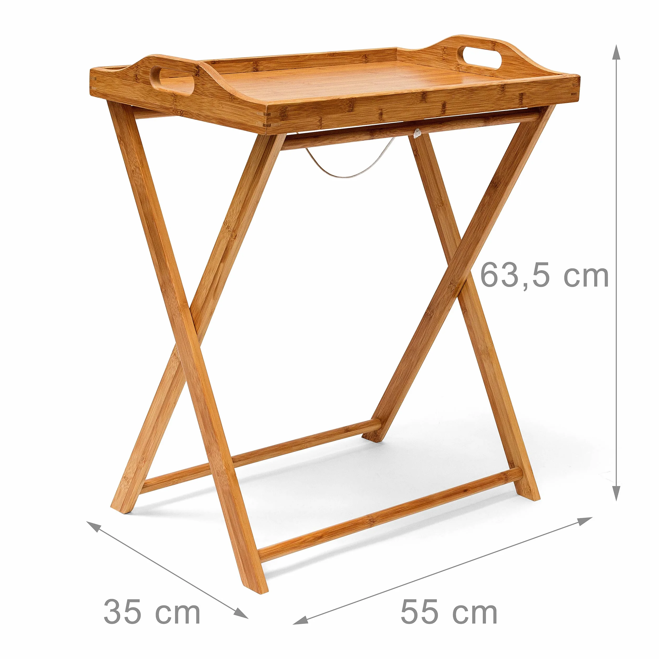 Relaxdays bambusowa taca śniadaniowa składany stolik na laptopa 63,5 x 55 x 35 cm jasnobrązowy