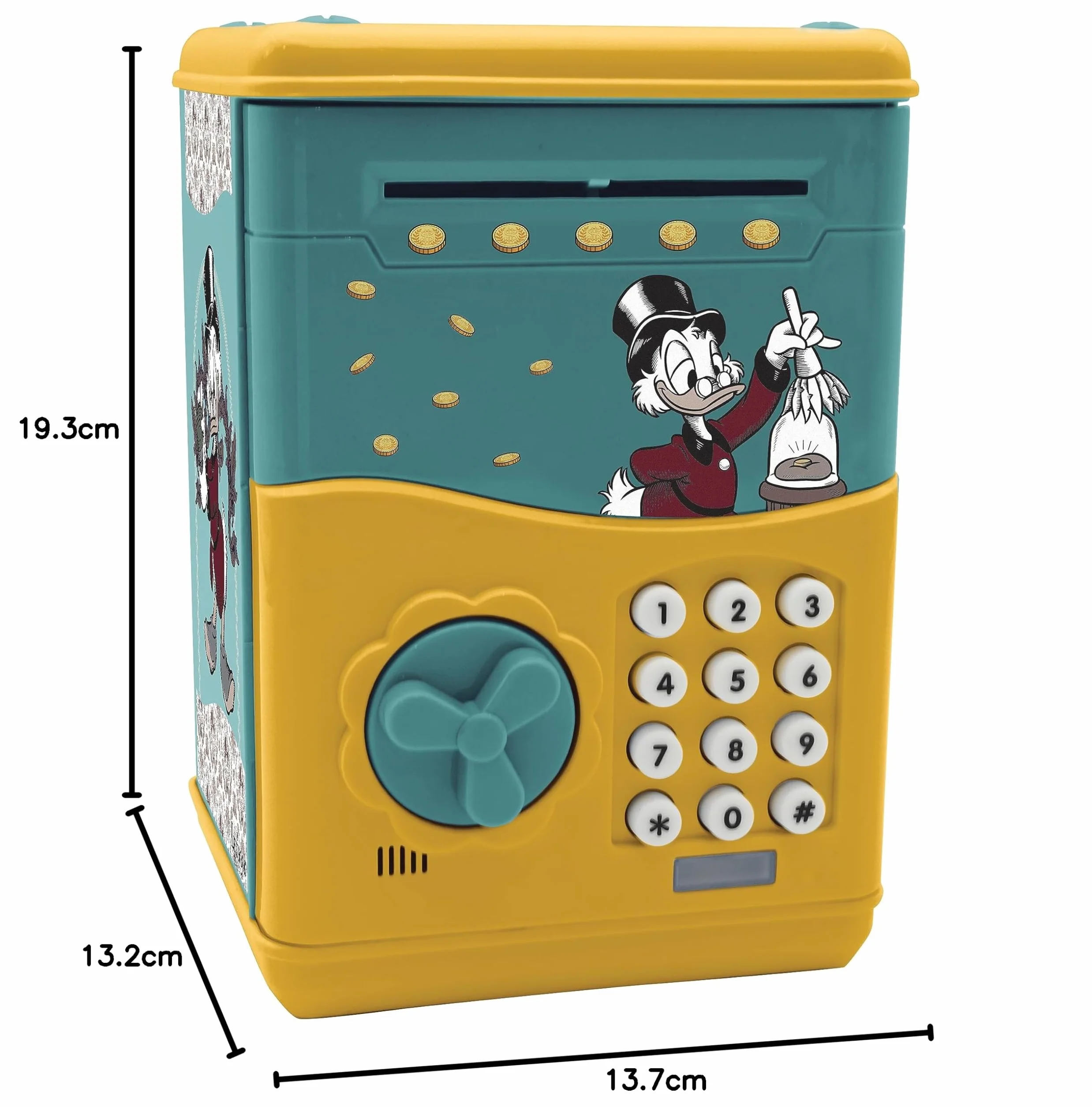 Lexibook, Disney Classics, Elektroniczna Skarbonka SknerUS, Efekty Dźwiękowe i Świetlne, 9 Utworów Muzycznych w Zestawie, Zielony, Żółty, JG150SC