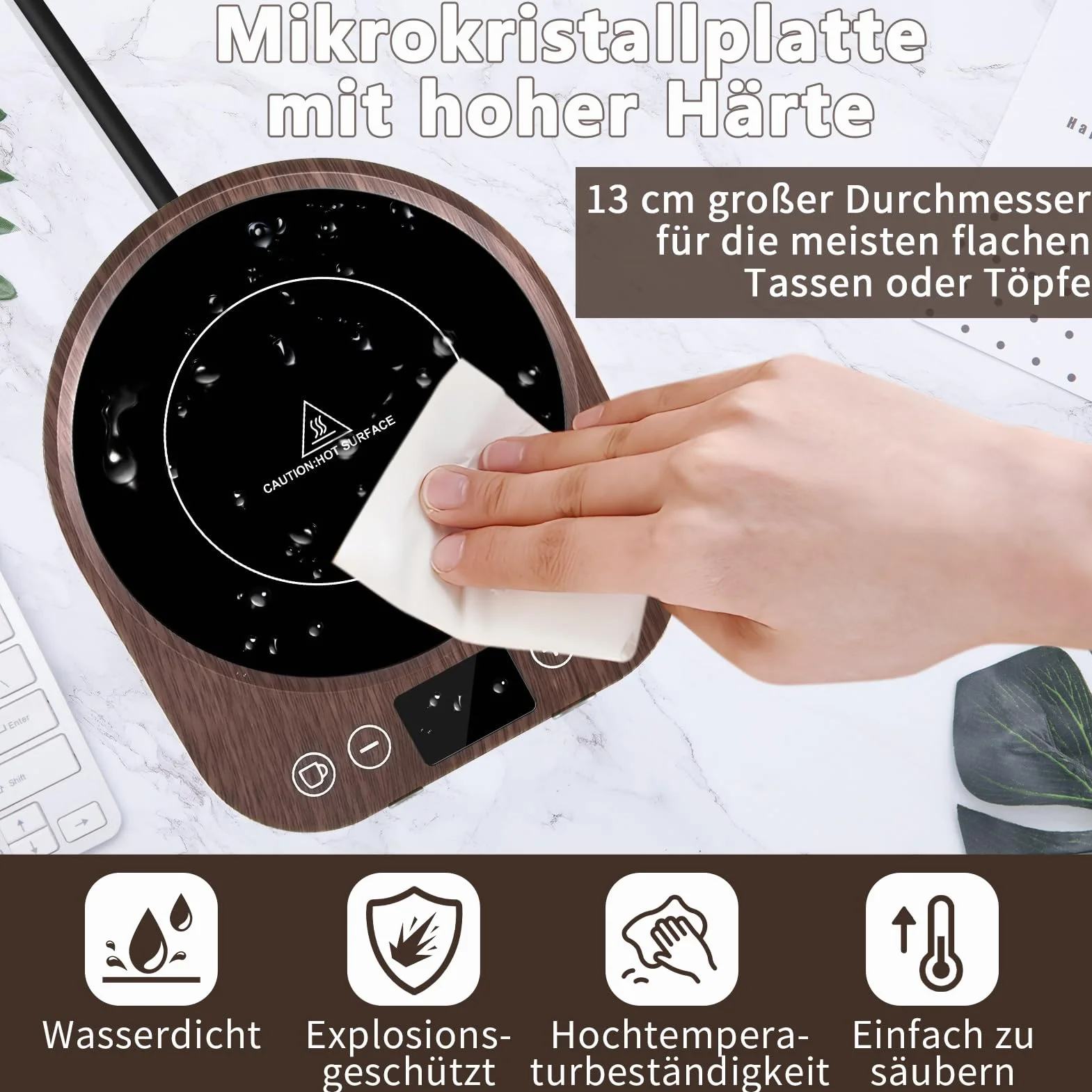Elektryczny podgrzewacz do kawy z 9 ustawieniami temperatury i przełącznikiem grawitacyjnym