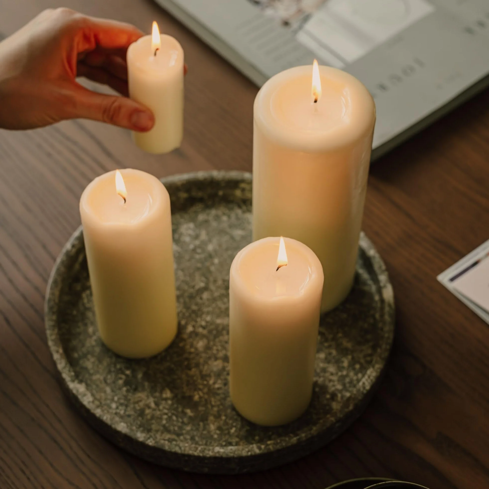Spaas Unscented Pillar Candle 80/100 mm, 40 Hours, Ivory