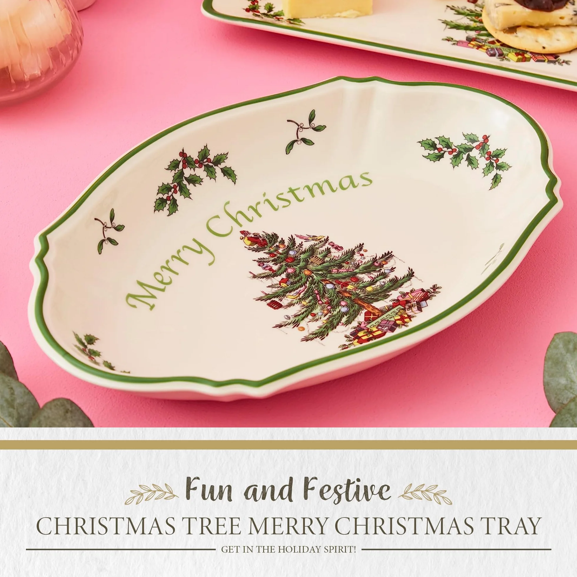 Portmeirion Home & Gifts Merry Christmas tacka pojedyncza, ceramiczna, wielokolorowa, 30 x 28 x 3,5 cm
